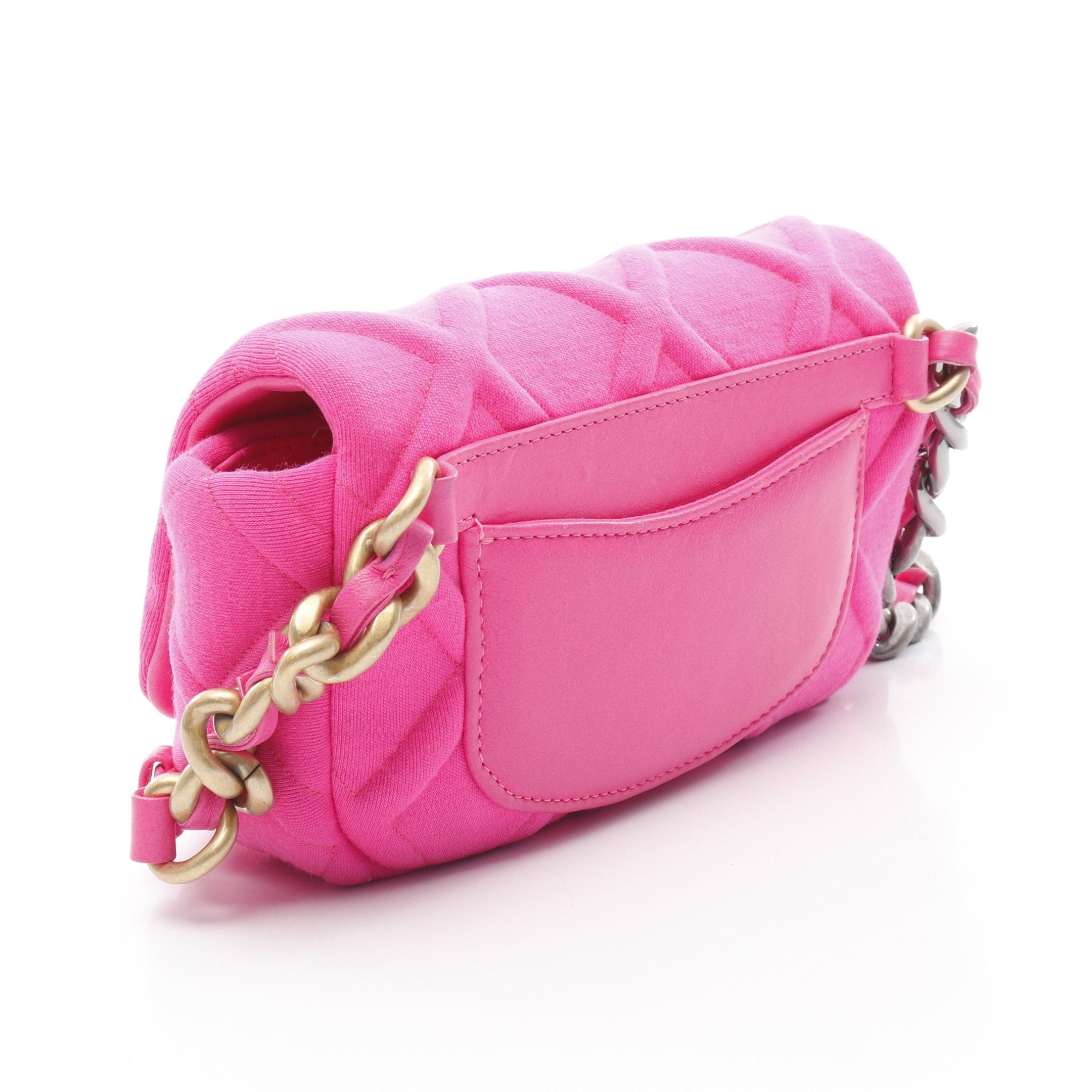 Chanel Chanel Chanel19 Waist Bag Jersey Fiber Leather Pink Gold Hardware Size ONE SIZE - 2 Thumbnail