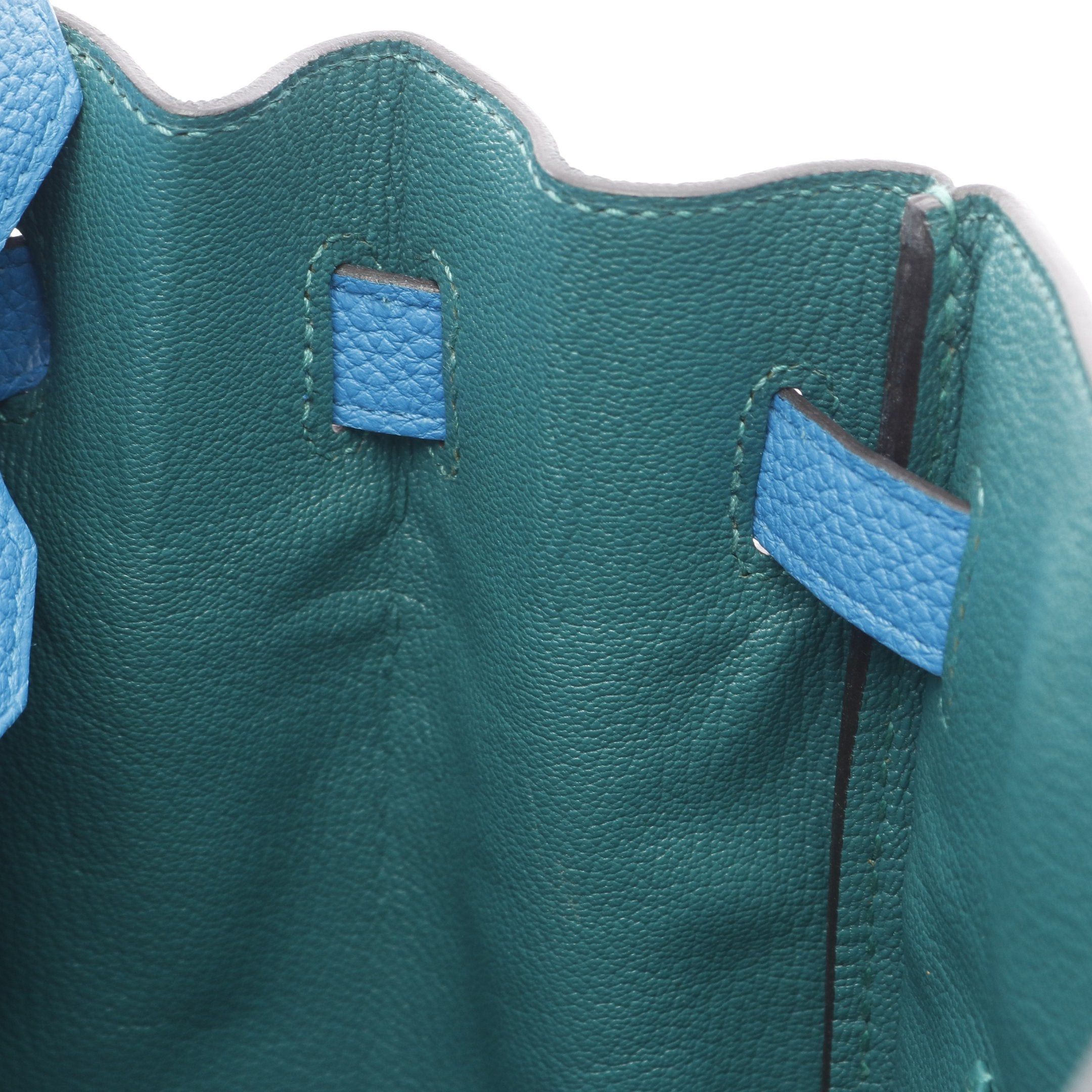 Hermes Hermes Birkin 30 Verso Blue Zanzibar Malachite Handbag Togo Light Green Silver Hardware A Stamp Size ONE SIZE - 12 Thumbnail