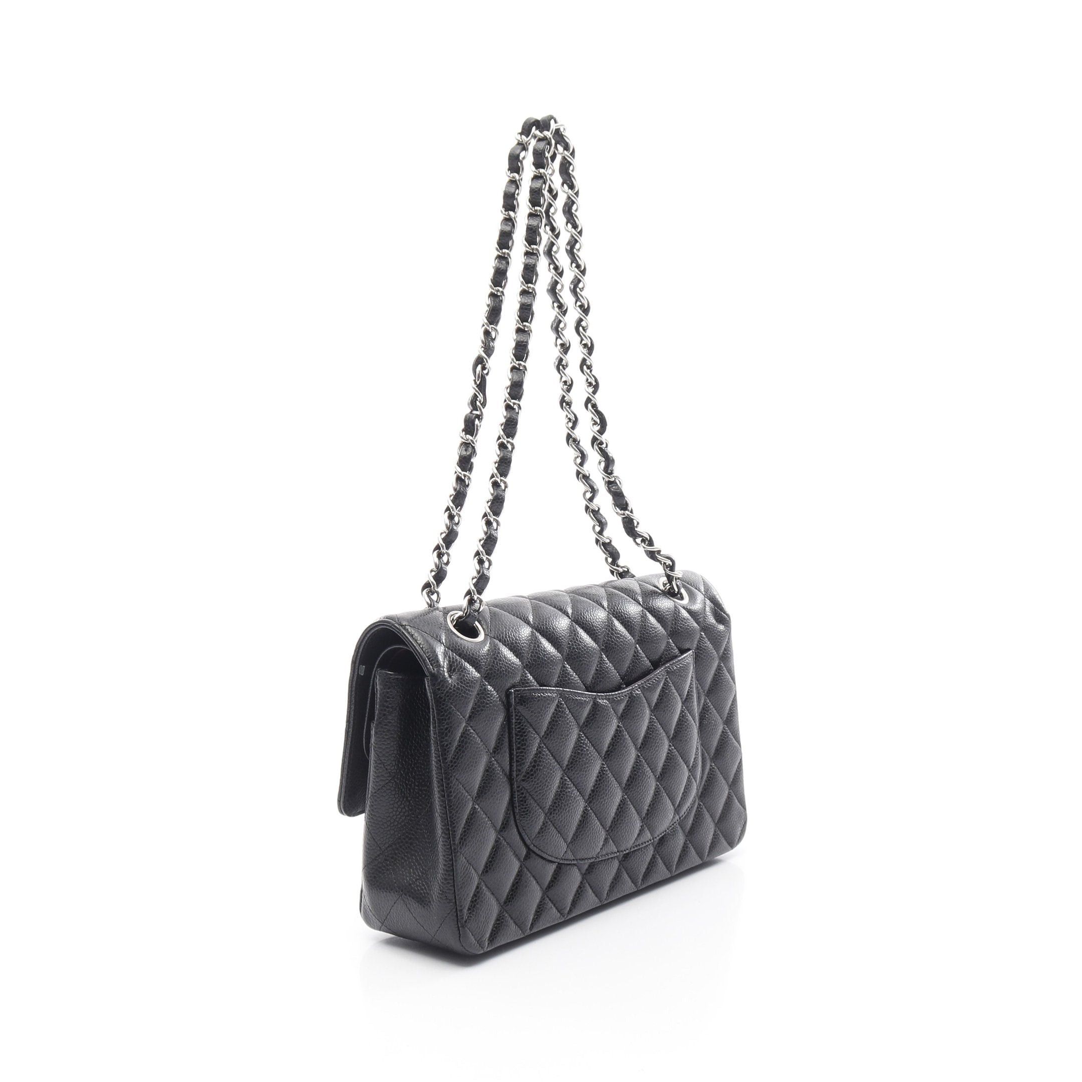 Chanel Chanel Matelasse Double Flap Chain Shoulder Bag Caviar Skin Black Silver Hardware Size ONE SIZE - 2 Thumbnail