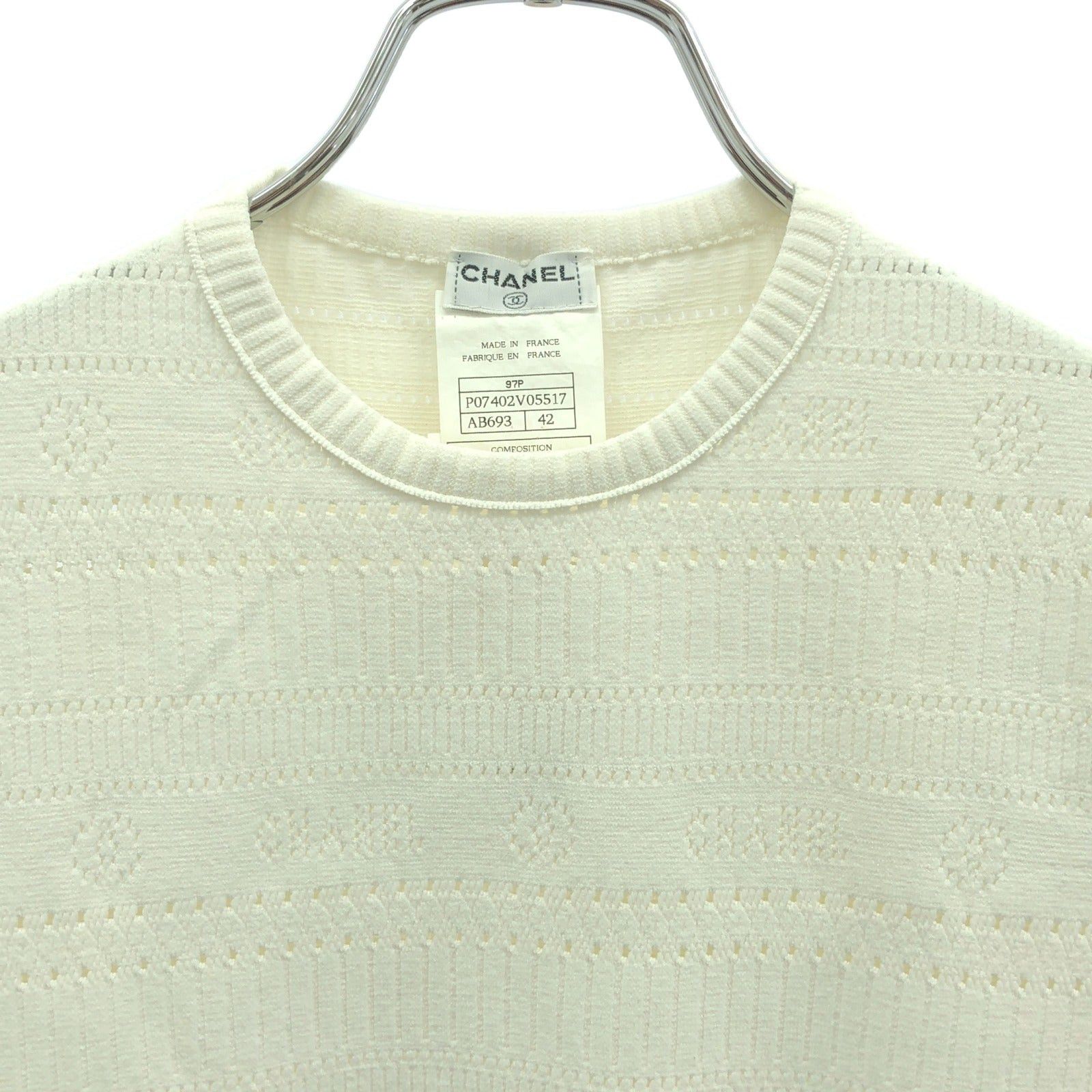 Chanel Chanel Short Sleeve Knit Rayon White Size ONE SIZE - 3 Thumbnail