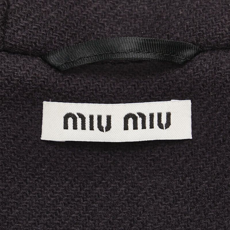Miu Miu Miu Miu Miu Miu Wool Coat Leather Outerwear Size ONE SIZE - 4 Thumbnail