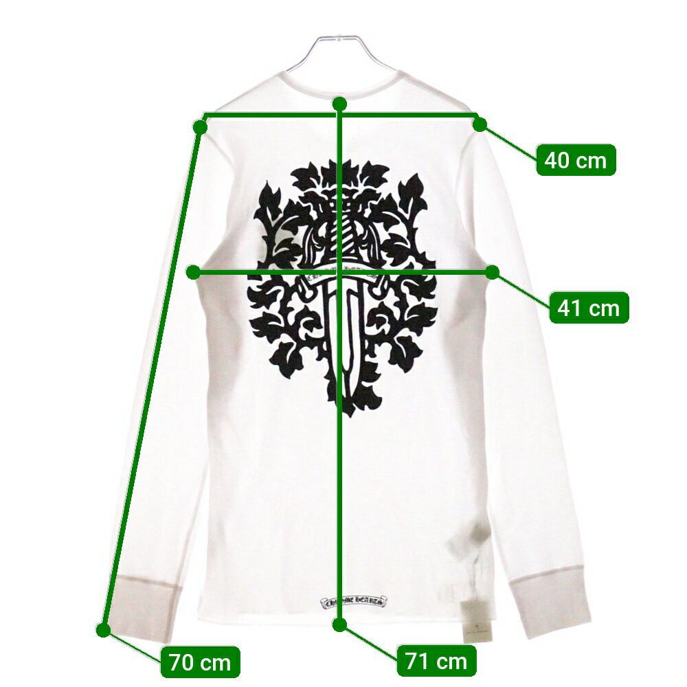 トップス Chrome Hearts Dagger Thermal Long Tee M Chrome Hearts Dagger Logo Thermal Long Sleeve T-Shirt White | Kenshi