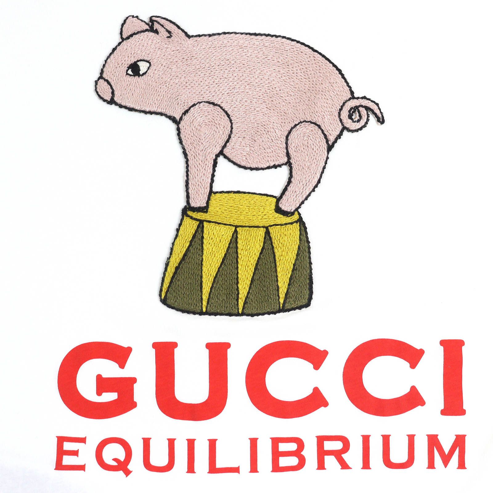 Gucci Gucci Gucci EQUILIBRIUM Pig Embroidery Cotton T-shirt Cotton T-Shirts 615044 DUTY FREE for USA Size ONE SIZE - 3 Thumbnail