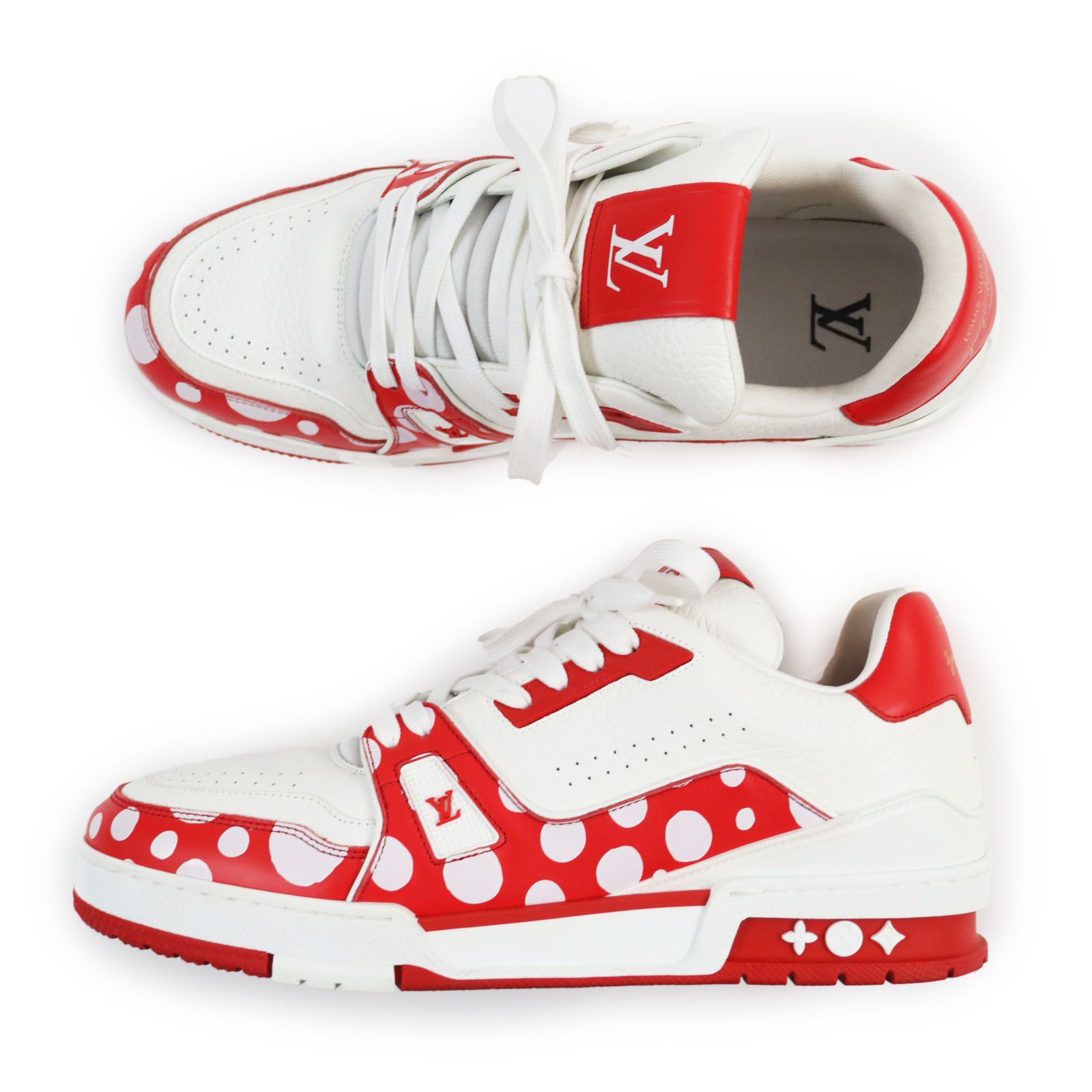 Louis Vuitton Louis Vuitton Louis Vuitton×Yayoi Kusama LV Trainer Leather Sneakers Limited Leather Shoes Size ONE SIZE - 3 Thumbnail