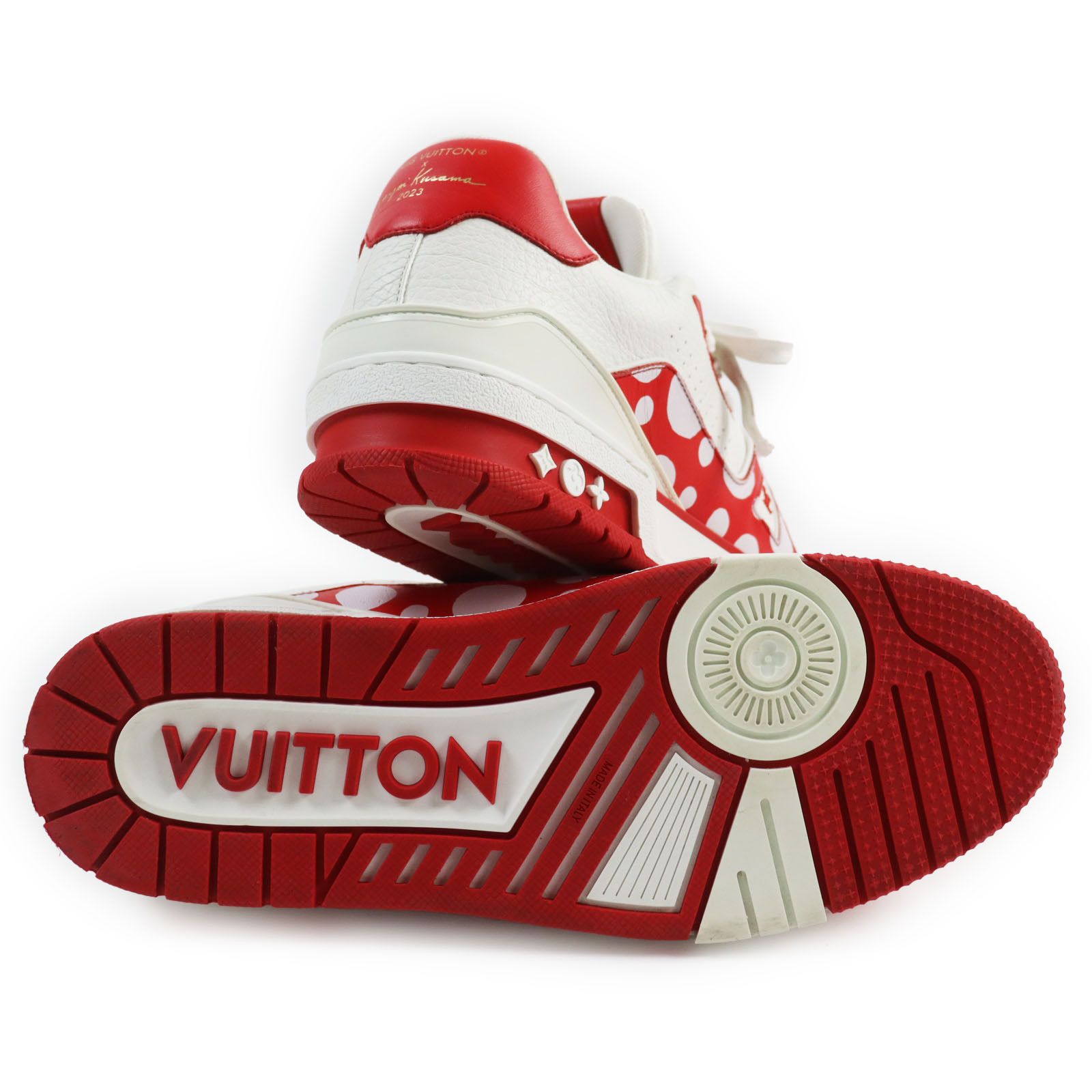 Louis Vuitton Louis Vuitton Louis Vuitton×Yayoi Kusama LV Trainer Leather Sneakers Limited Leather Shoes Size ONE SIZE - 4 Thumbnail