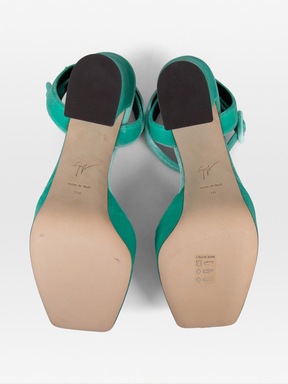 Giuseppe Zanotti Light Blue Velvet New Betty Plexi Heels Size US 8.5 / IT 38.5 - 4 Thumbnail