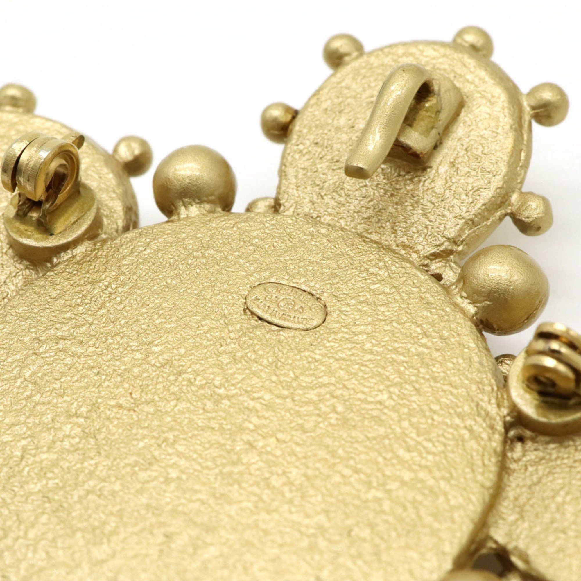Chanel CHANEL Coco Mark Tweed Faux Pearl Bijou Rhinestone Pin Brooch GP Gold 05A Size ONE SIZE - 6 Thumbnail