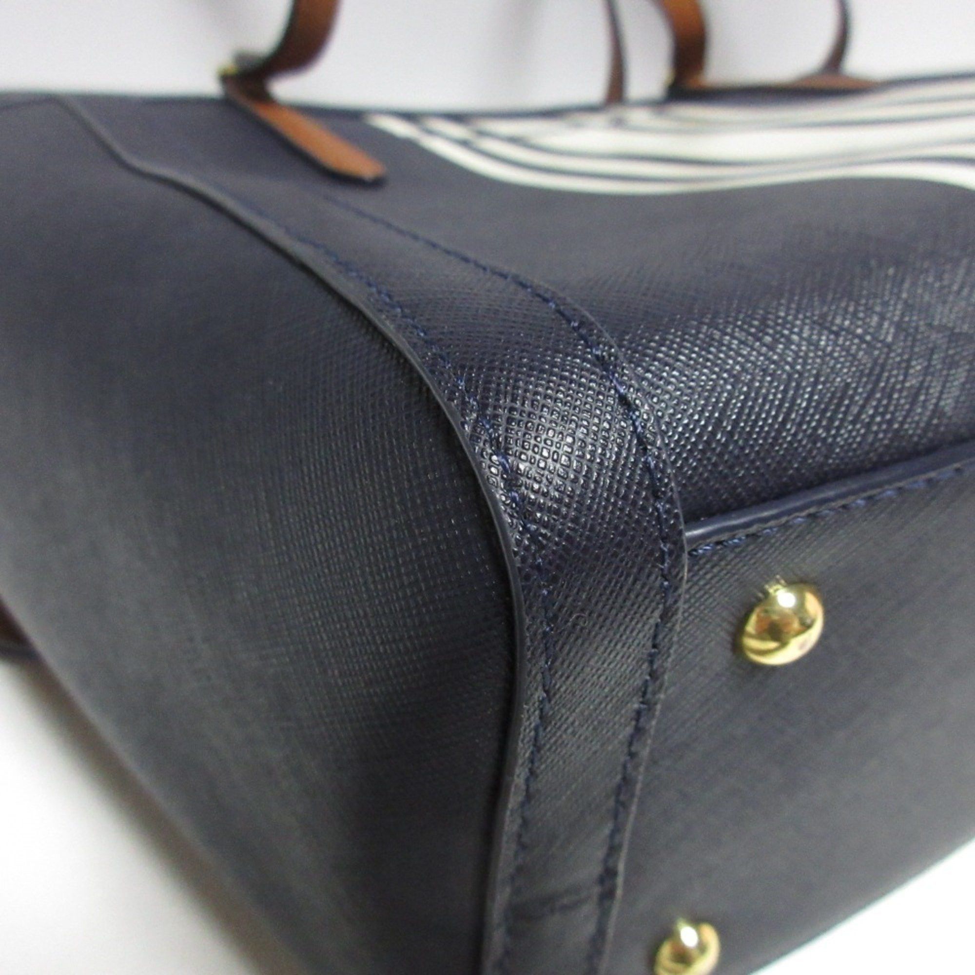 Ralph Lauren RALPH LAUREN Clare Striped Shoulder Bag Tote Navy Women's Size ONE SIZE - 7 Thumbnail