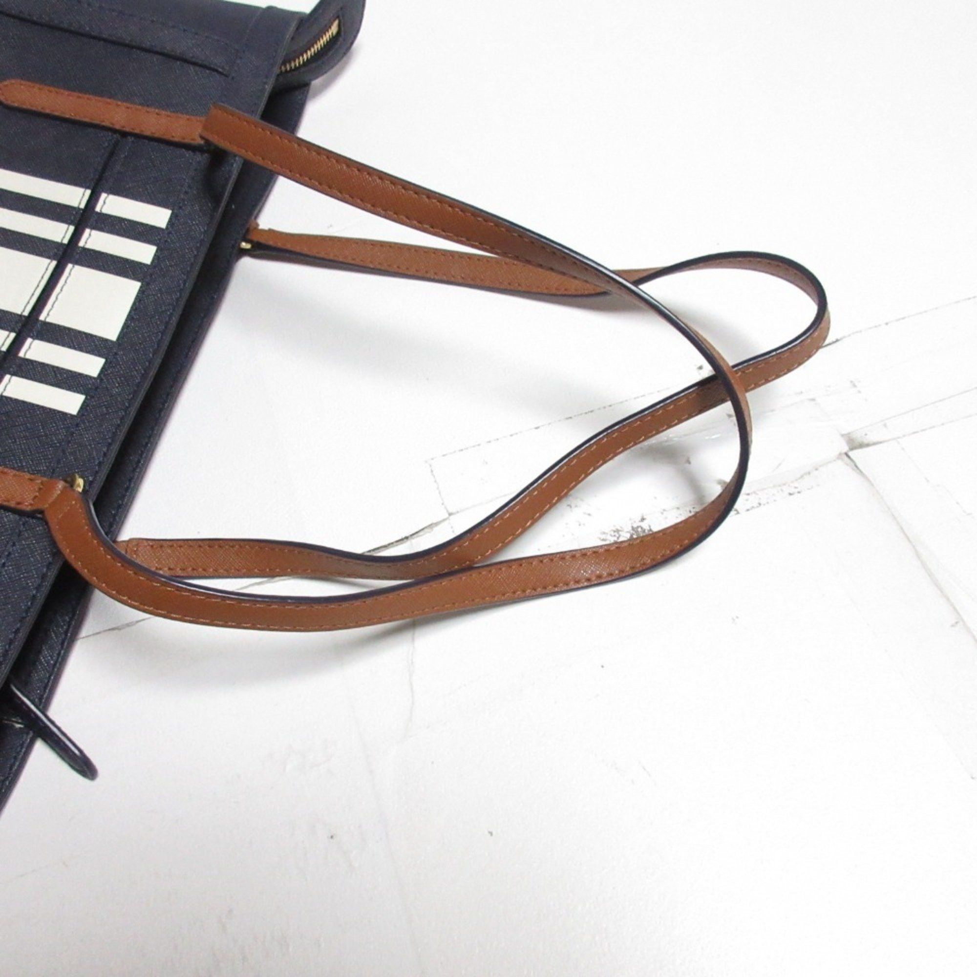 Ralph Lauren RALPH LAUREN Clare Striped Shoulder Bag Tote Navy Women's Size ONE SIZE - 13 Thumbnail