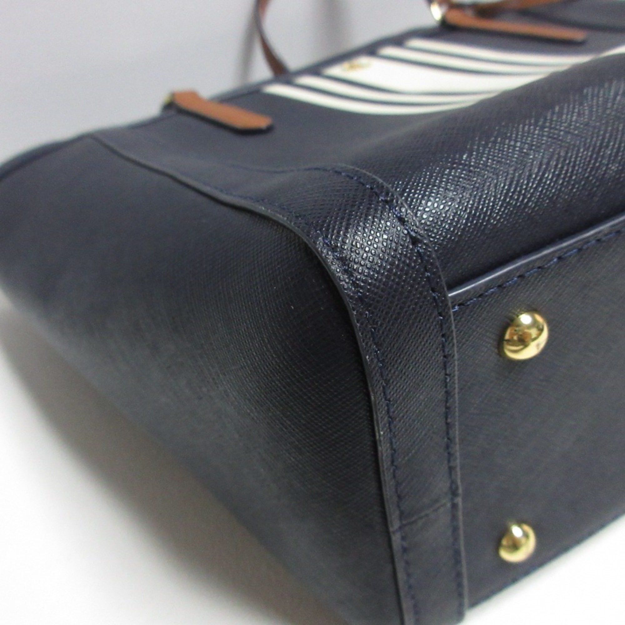 Ralph Lauren RALPH LAUREN Clare Striped Shoulder Bag Tote Navy Women's Size ONE SIZE - 5 Thumbnail