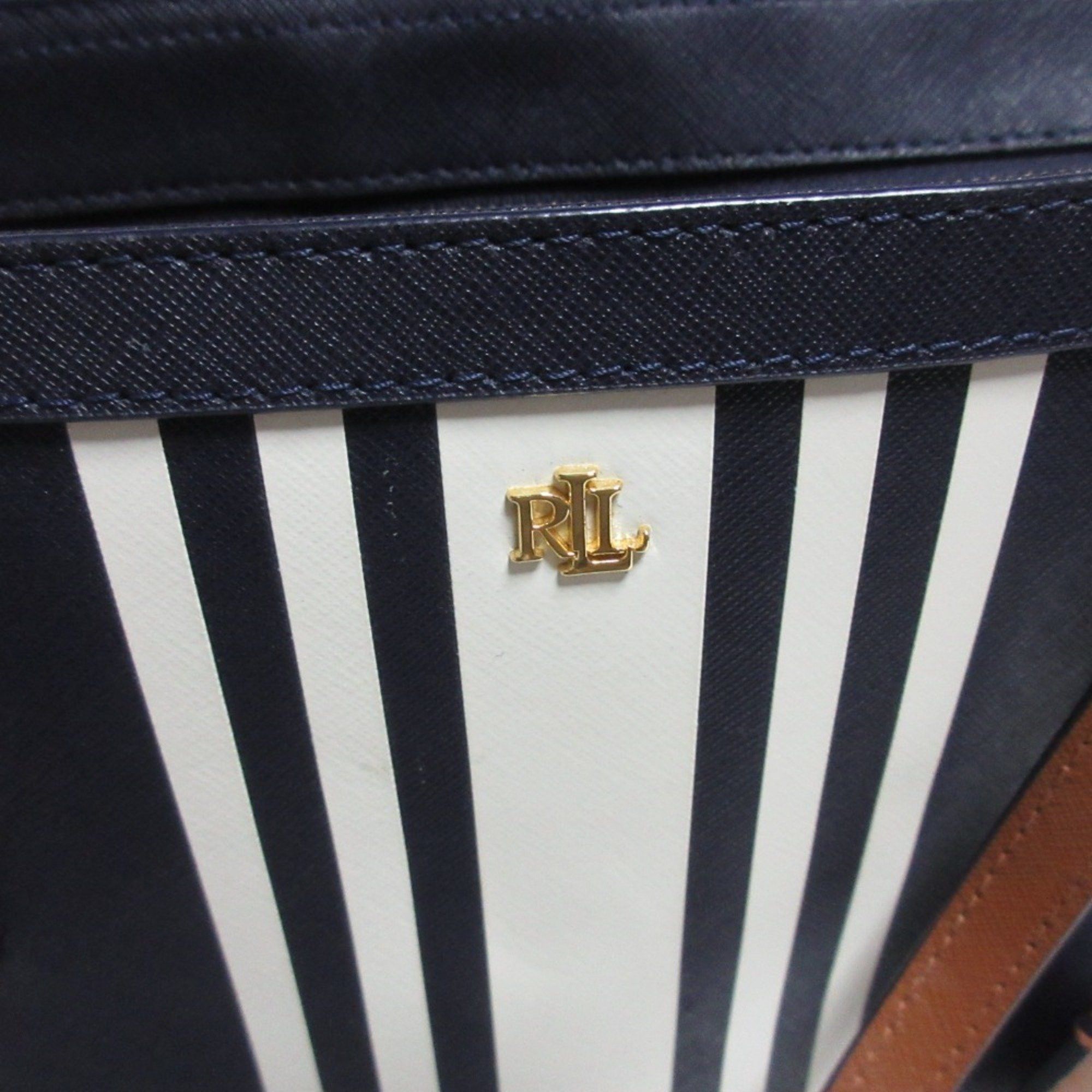 Ralph Lauren RALPH LAUREN Clare Striped Shoulder Bag Tote Navy Women's Size ONE SIZE - 17 Thumbnail