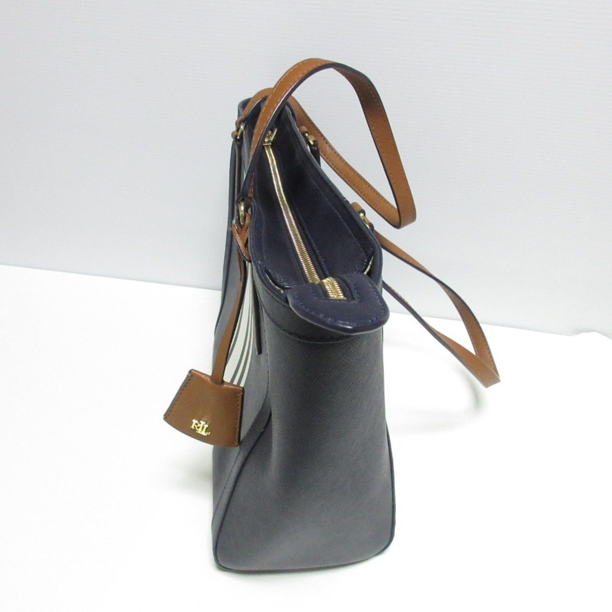 Ralph Lauren RALPH LAUREN Clare Striped Shoulder Bag Tote Navy Women's Size ONE SIZE - 3 Thumbnail