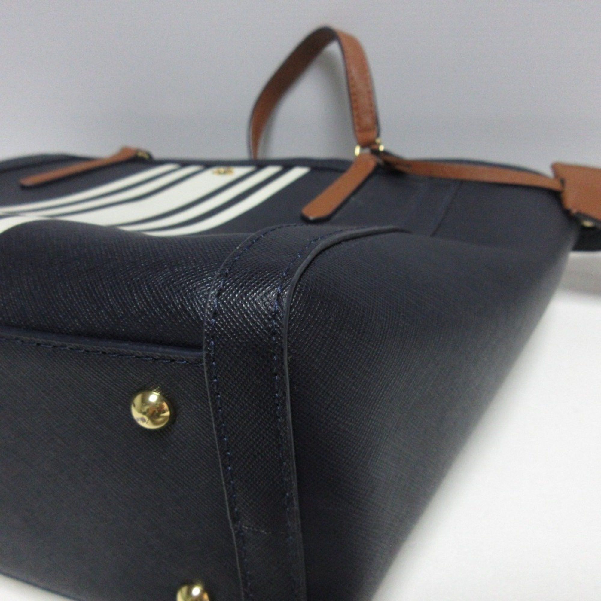 Ralph Lauren RALPH LAUREN Clare Striped Shoulder Bag Tote Navy Women's Size ONE SIZE - 6 Thumbnail