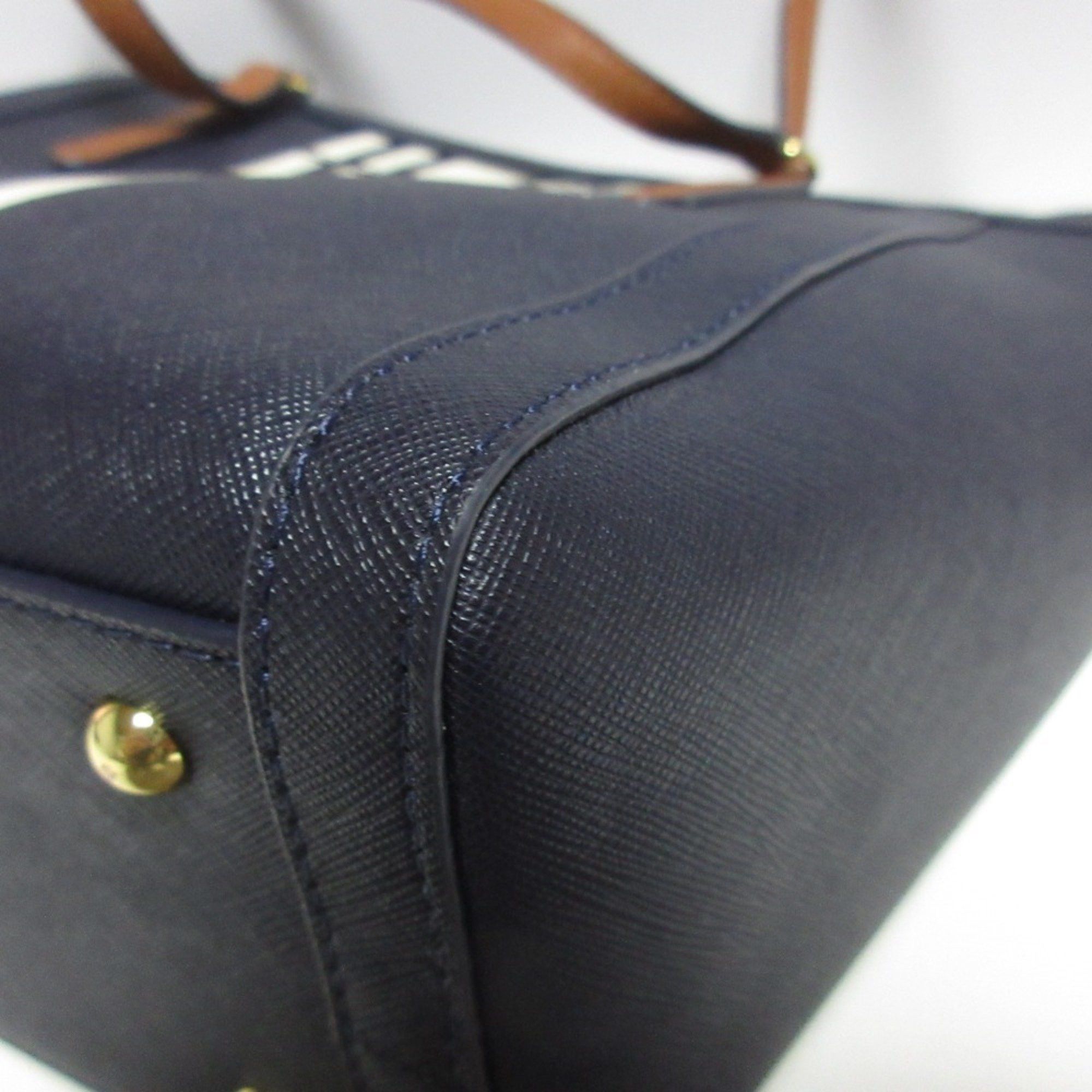 Ralph Lauren RALPH LAUREN Clare Striped Shoulder Bag Tote Navy Women's Size ONE SIZE - 8 Thumbnail