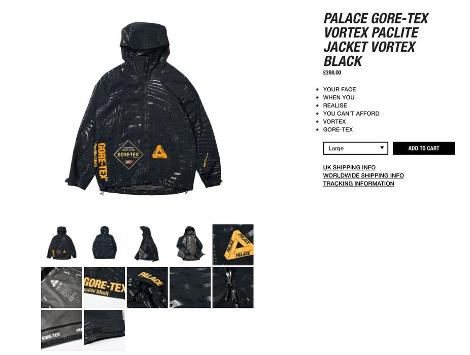 Palace Vortex Jacket - Black | Grailed