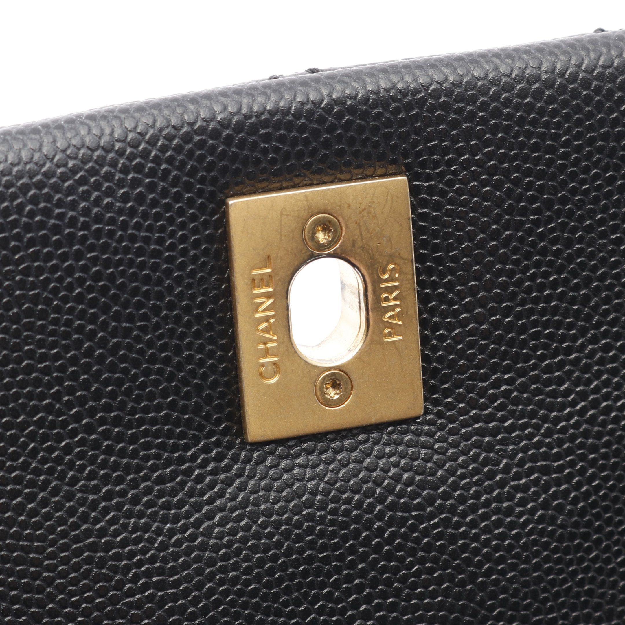 Chanel Chanel Coco Handle Flap Matelasse Handbag Caviar Skin Black Gold Hardware Size ONE SIZE - 9 Thumbnail