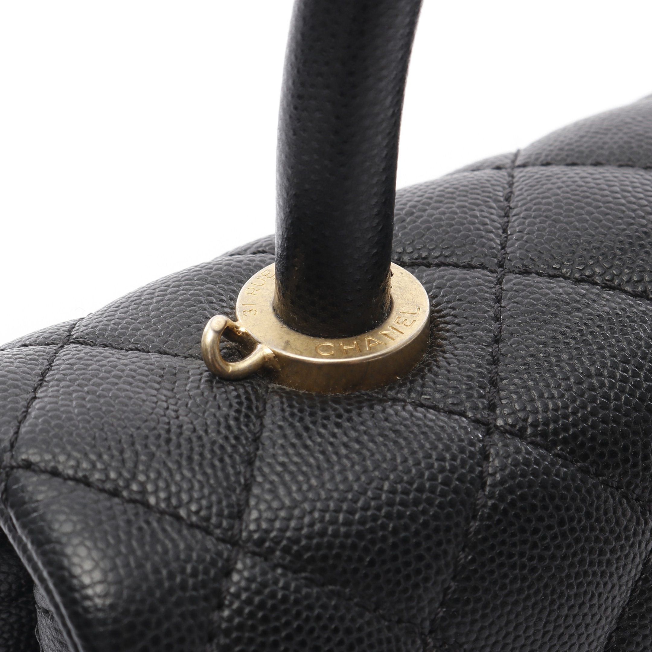 Chanel Chanel Coco Handle Flap Matelasse Handbag Caviar Skin Black Gold Hardware Size ONE SIZE - 7 Thumbnail