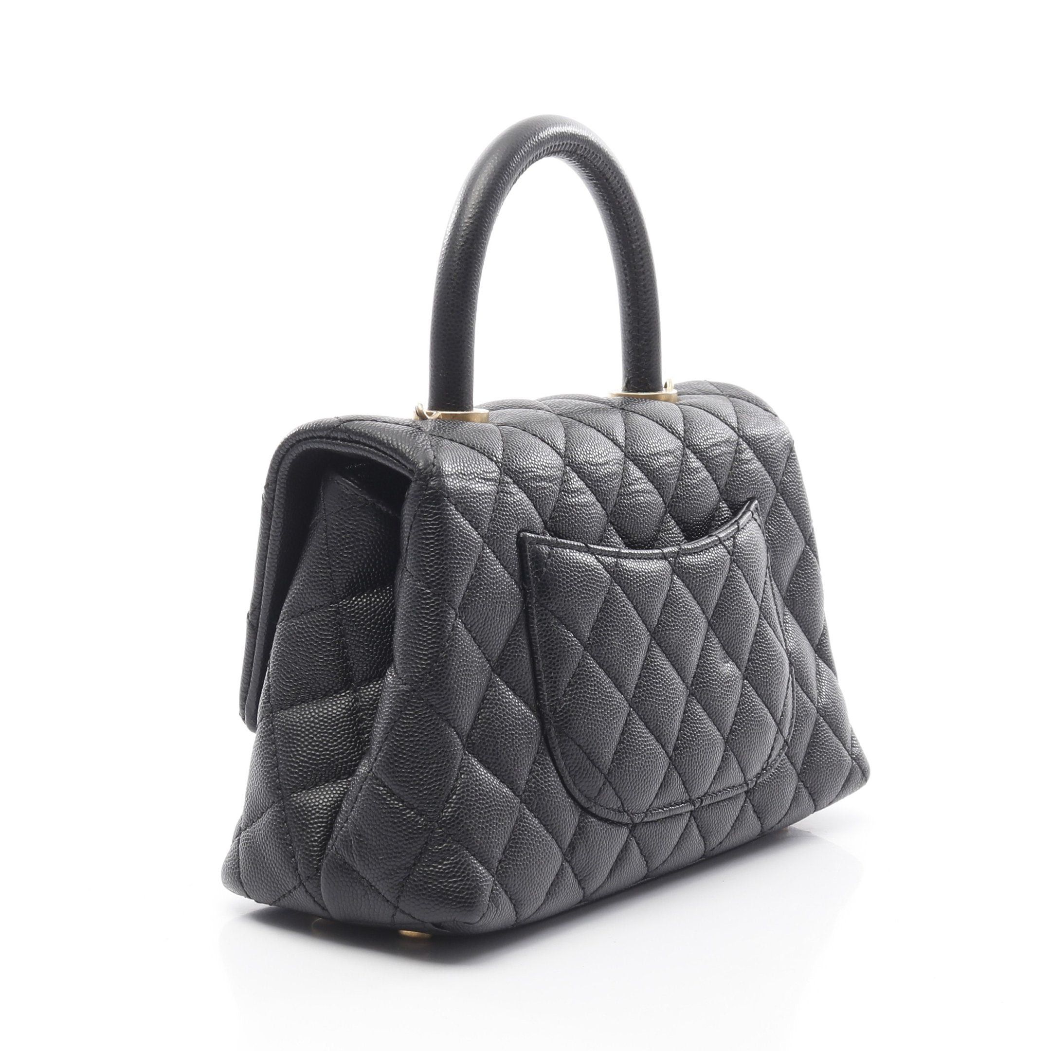 Chanel Chanel Coco Handle Flap Matelasse Handbag Caviar Skin Black Gold Hardware Size ONE SIZE - 2 Thumbnail