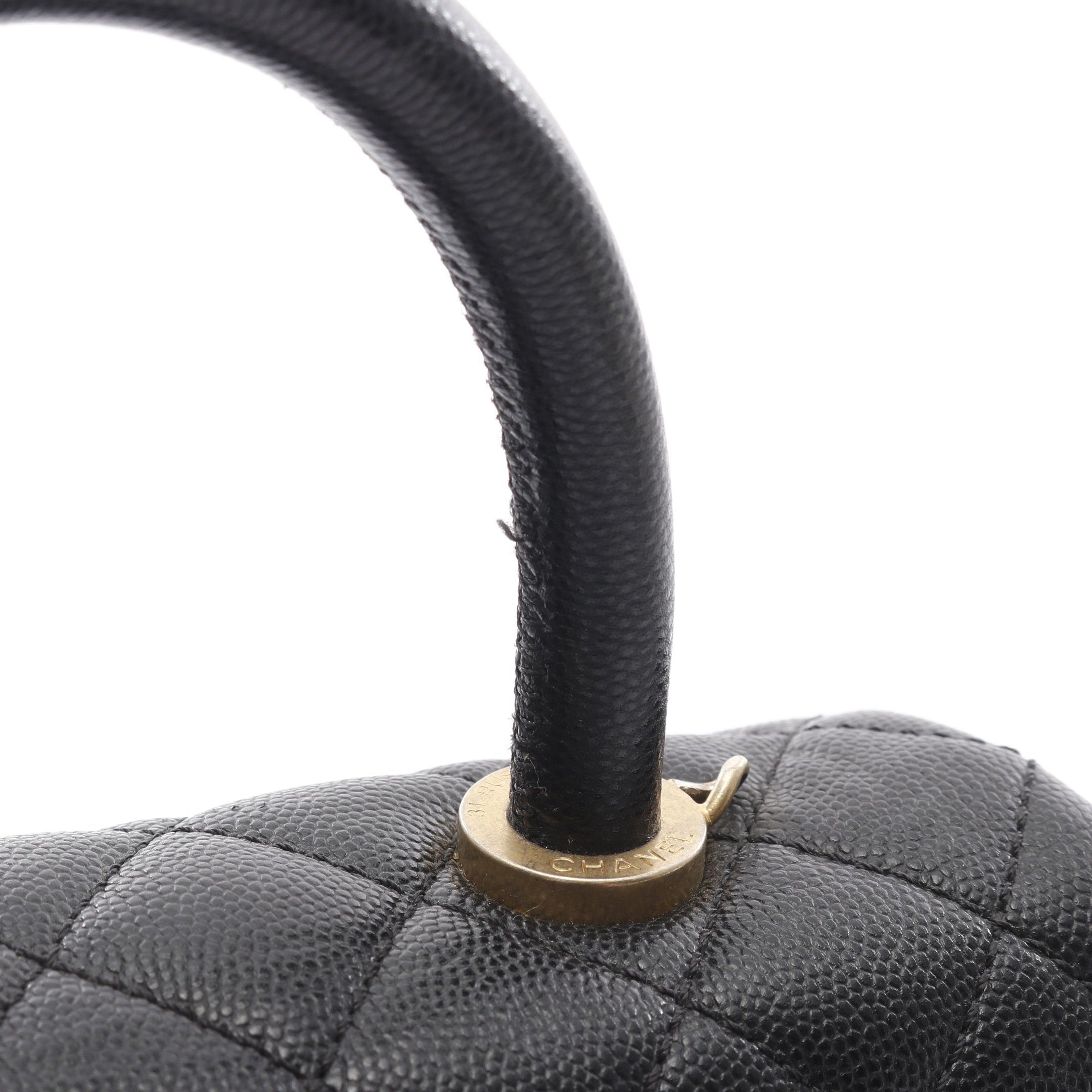 Chanel Chanel Coco Handle Flap Matelasse Handbag Caviar Skin Black Gold Hardware Size ONE SIZE - 10 Thumbnail