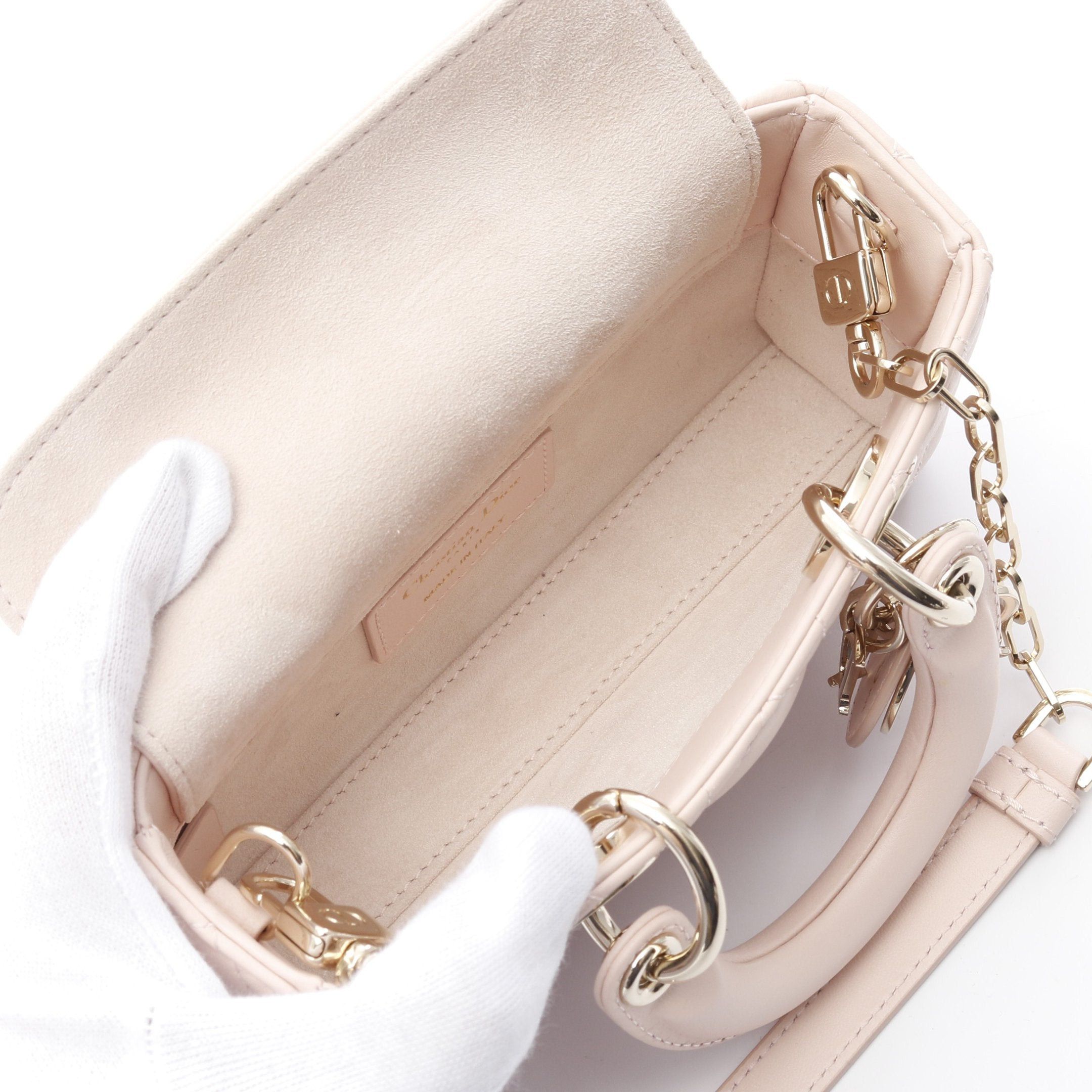 Dior Dior Lady Micro Canage Handbag Leather Pink 3Way Size ONE SIZE - 3 Thumbnail