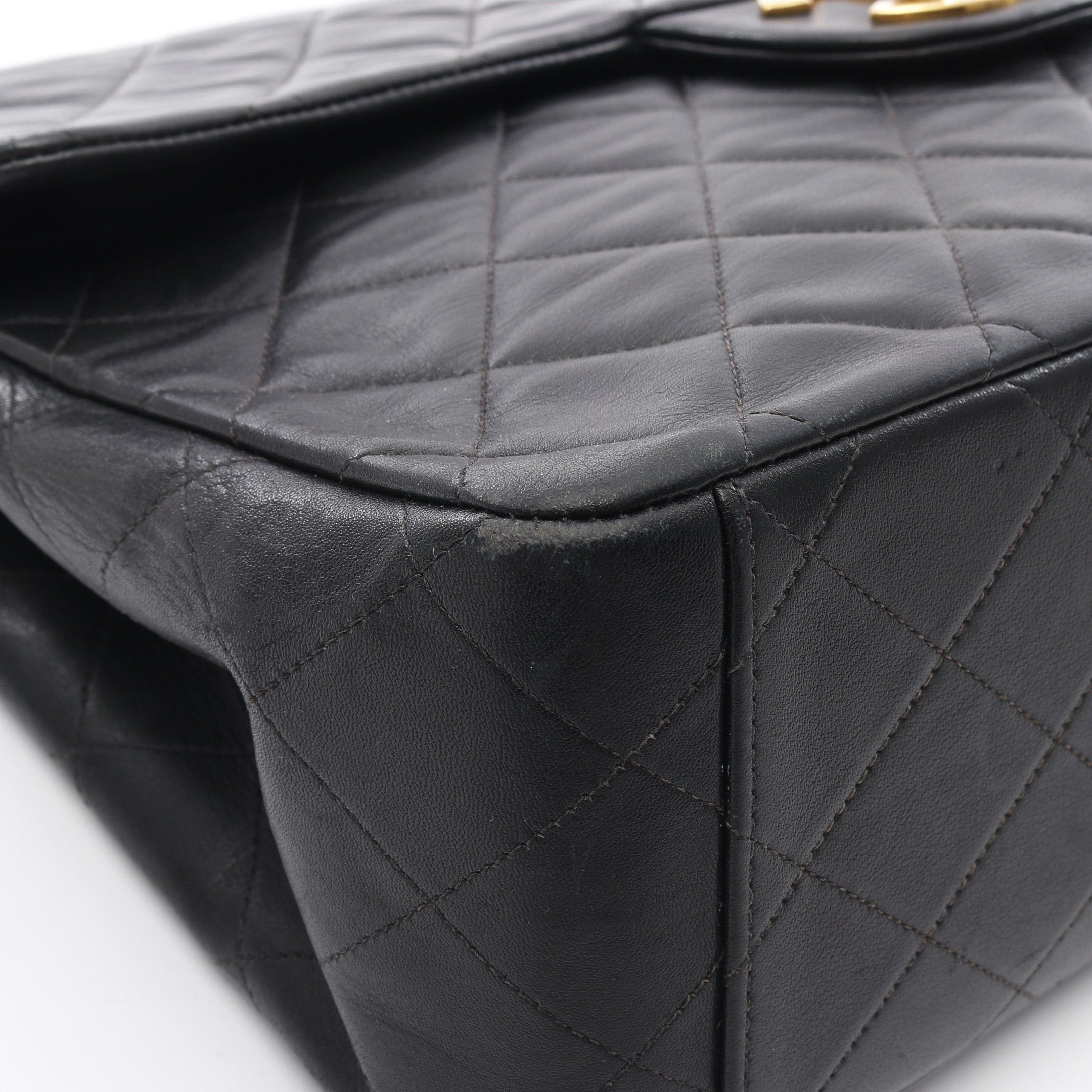 Chanel Chanel Decamatlassé 34 Double Chain Shoulder Bag Lambskin Black Gold Hardware Size ONE SIZE - 6 Thumbnail