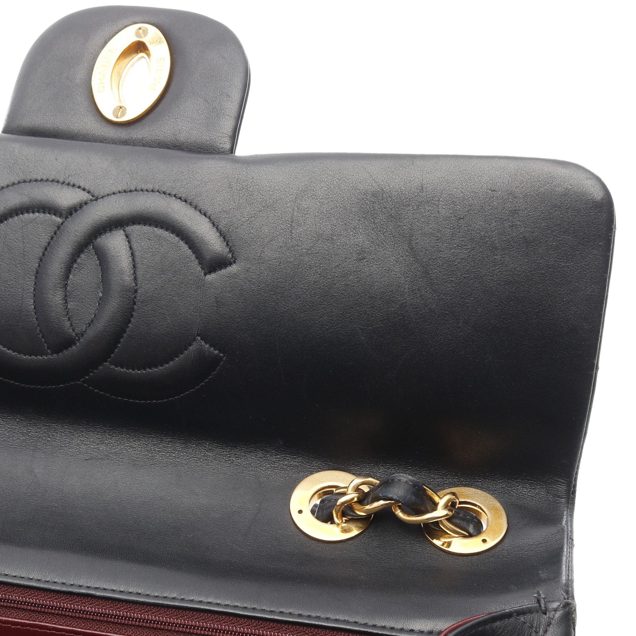 Chanel Chanel Decamatlassé 34 Double Chain Shoulder Bag Lambskin Black Gold Hardware Size ONE SIZE - 11 Thumbnail