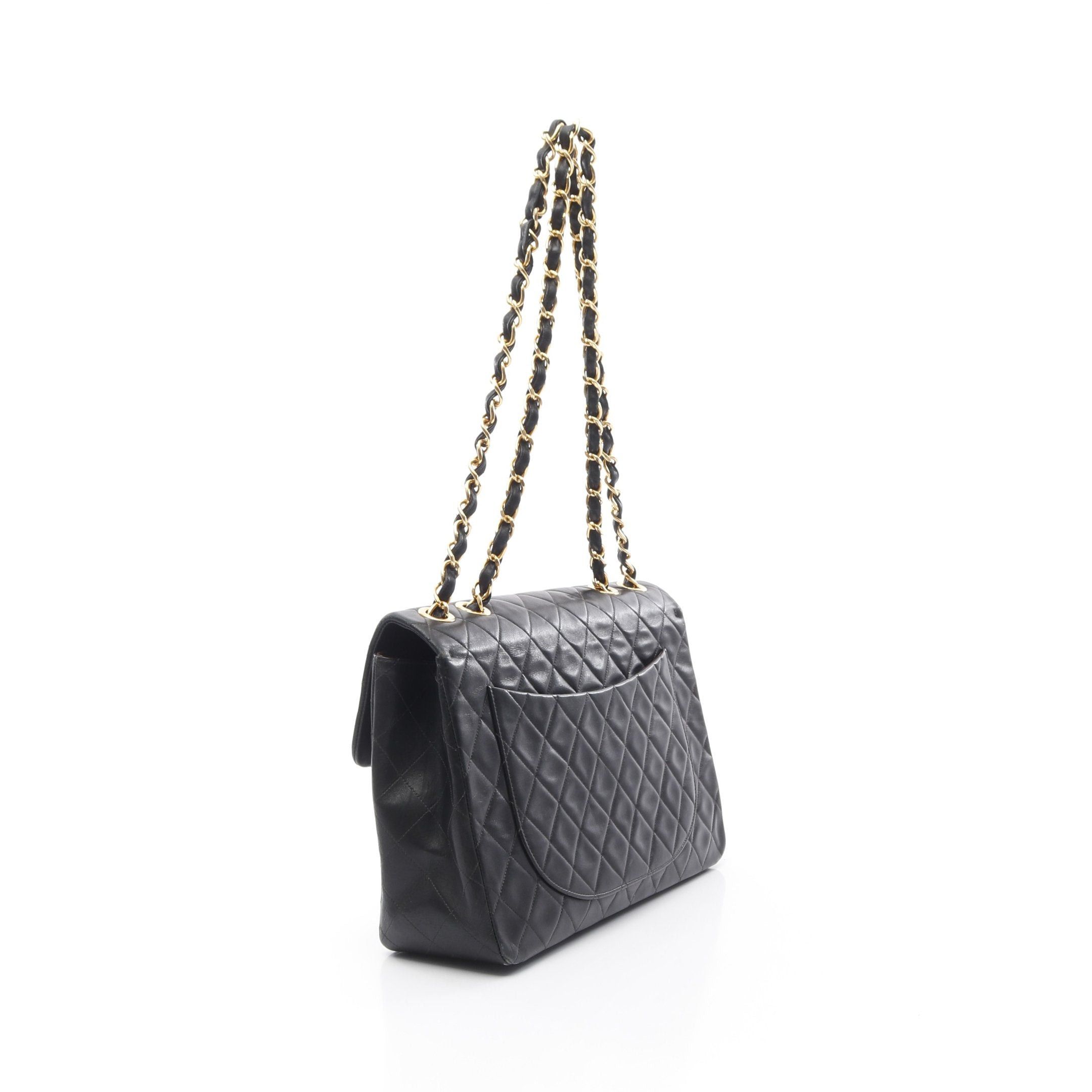 Chanel Chanel Decamatlassé 34 Double Chain Shoulder Bag Lambskin Black Gold Hardware Size ONE SIZE - 2 Thumbnail
