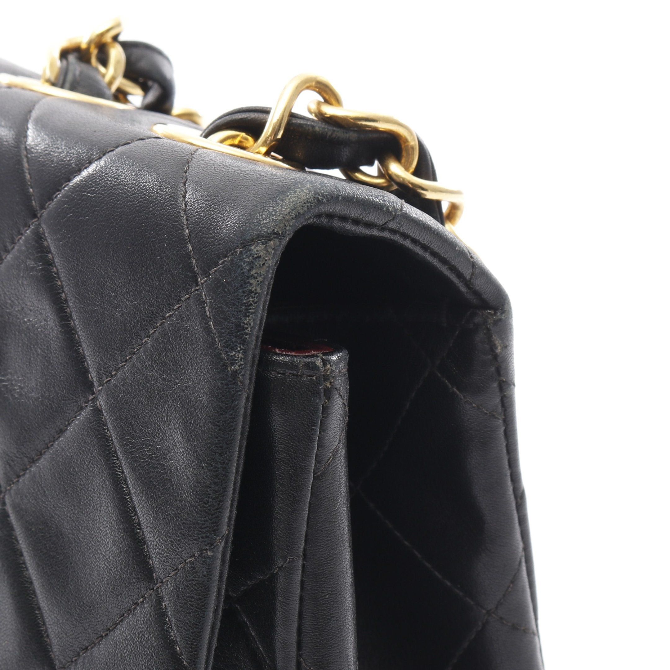 Chanel Chanel Decamatlassé 34 Double Chain Shoulder Bag Lambskin Black Gold Hardware Size ONE SIZE - 8 Thumbnail