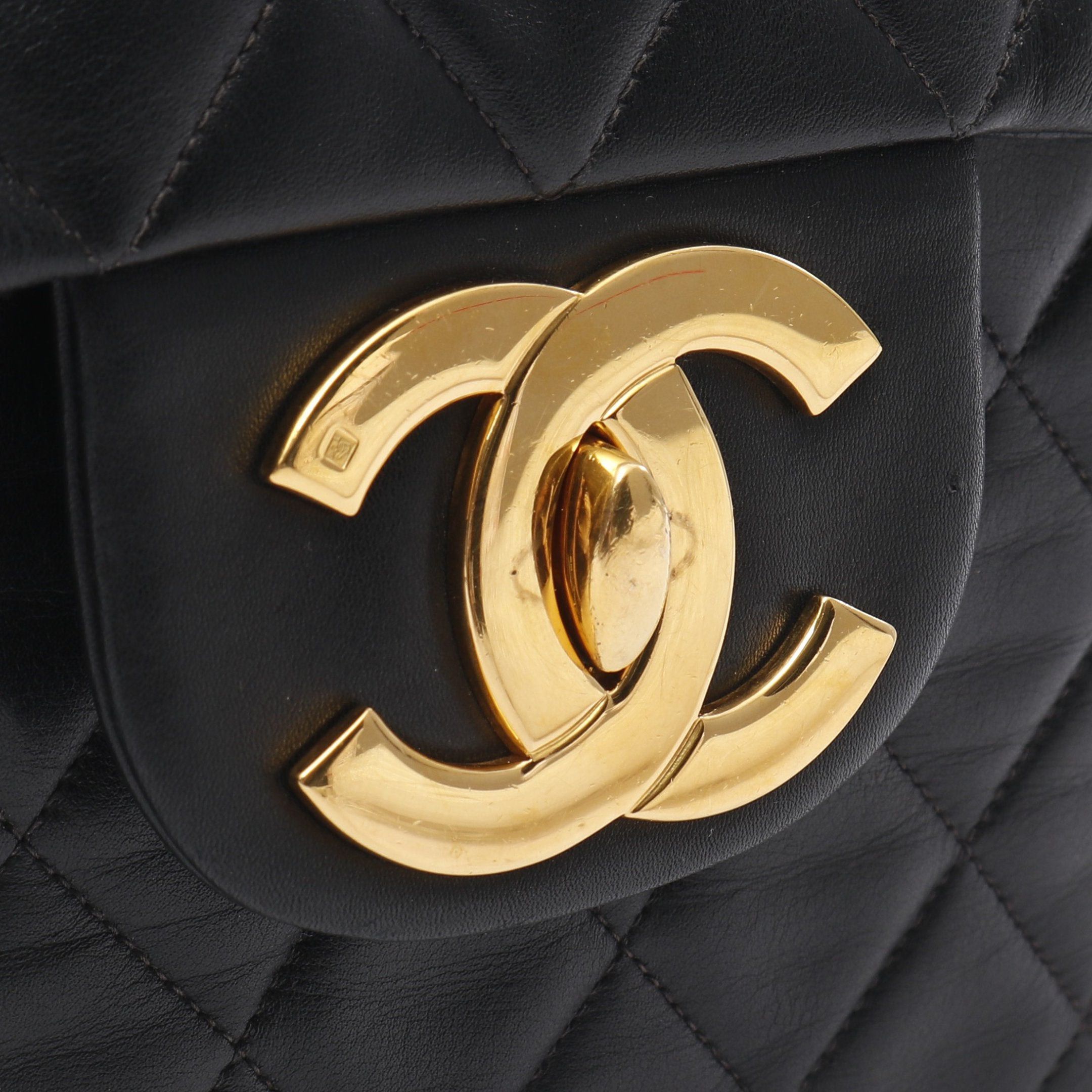 Chanel Chanel Decamatlassé 34 Double Chain Shoulder Bag Lambskin Black Gold Hardware Size ONE SIZE - 10 Thumbnail