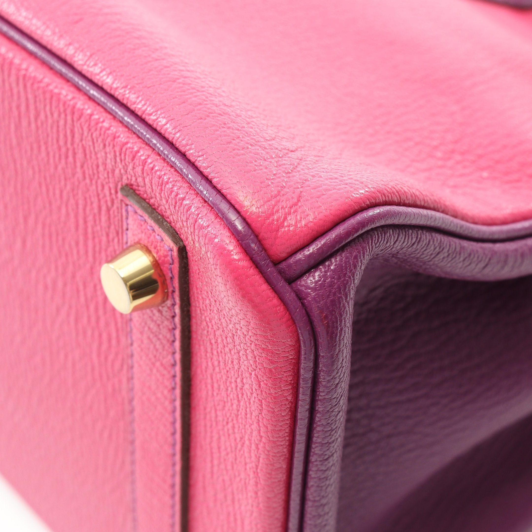Hermes Hermes Birkin 30 Rose Shocking Anemone Handbag Chevre Pink Purple Gold Hardware T Stamp Size ONE SIZE - 7 Thumbnail
