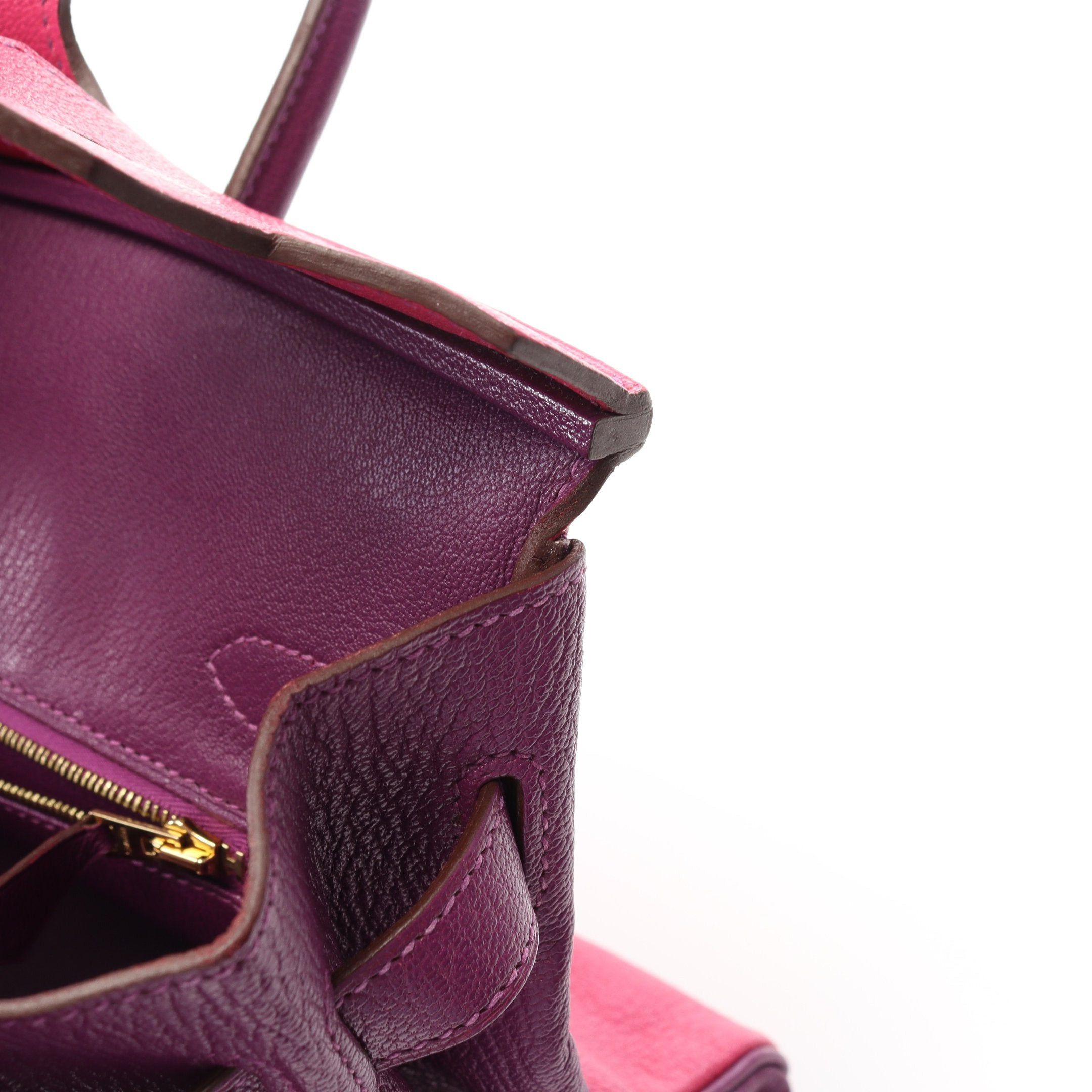 Hermes Hermes Birkin 30 Rose Shocking Anemone Handbag Chevre Pink Purple Gold Hardware T Stamp Size ONE SIZE - 9 Thumbnail