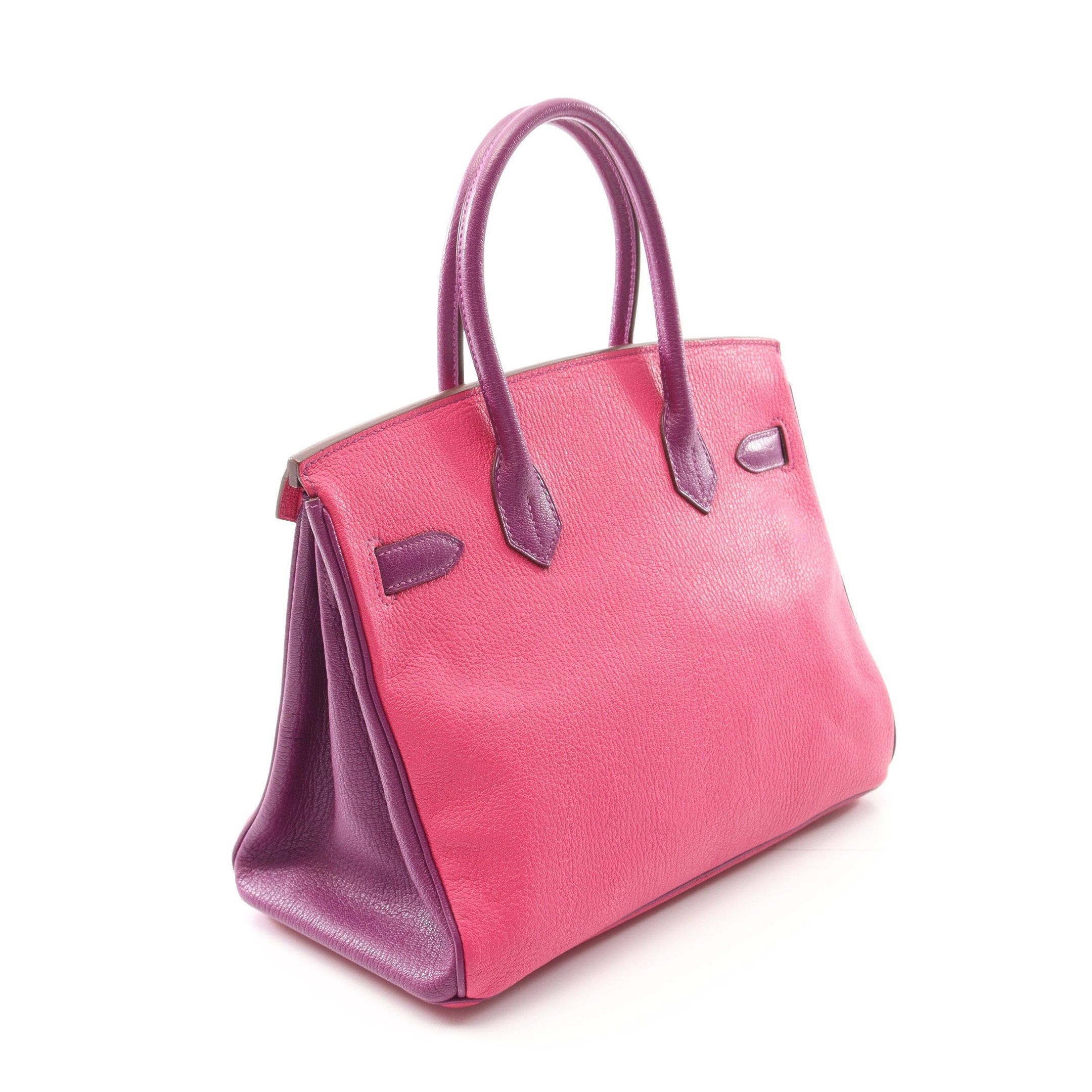 Hermes Hermes Birkin 30 Rose Shocking Anemone Handbag Chevre Pink Purple Gold Hardware T Stamp Size ONE SIZE - 2 Thumbnail