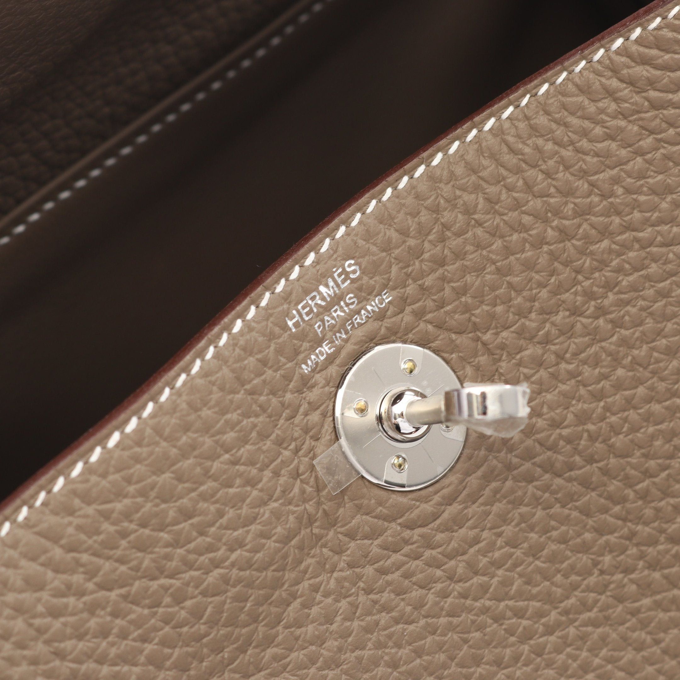 Hermes Hermes Lindy Mini Etoupe Shoulder Bag Clemence Leather Gray Brown Silver Hardware Double Engraved Size ONE SIZE - 4 Thumbnail