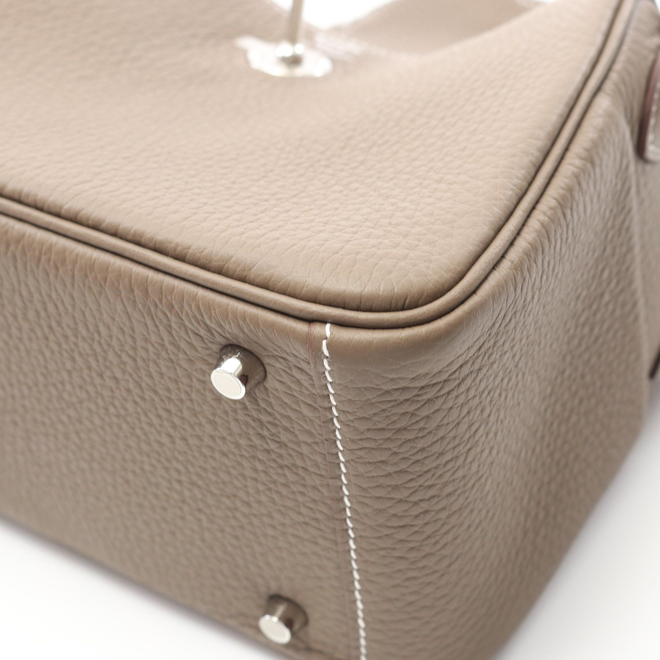 Hermes Hermes Lindy Mini Etoupe Shoulder Bag Clemence Leather Gray Brown Silver Hardware Double Engraved Size ONE SIZE - 6 Thumbnail