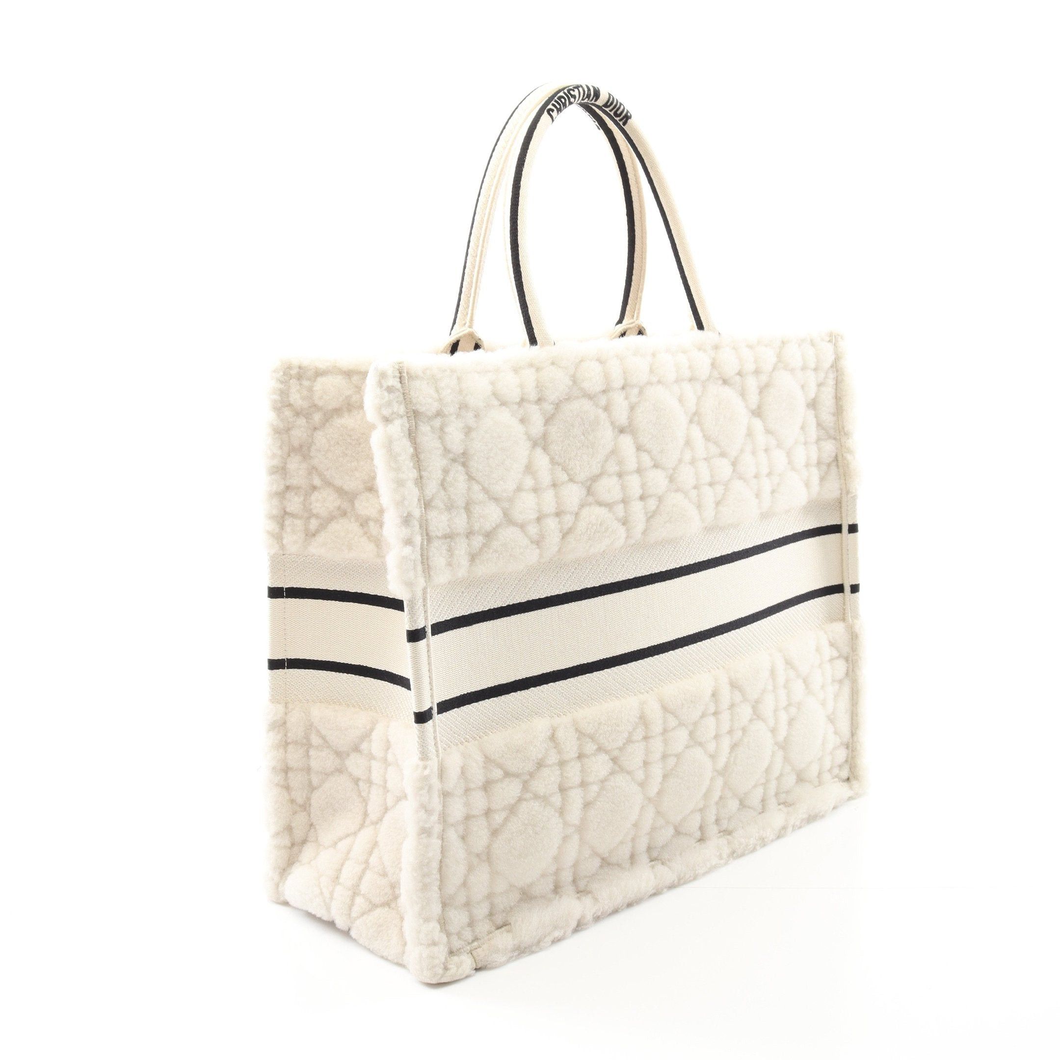 Dior Dior Book Tote Large Handbag Bag Shearling Canvas Off White Black Size ONE SIZE - 2 Thumbnail