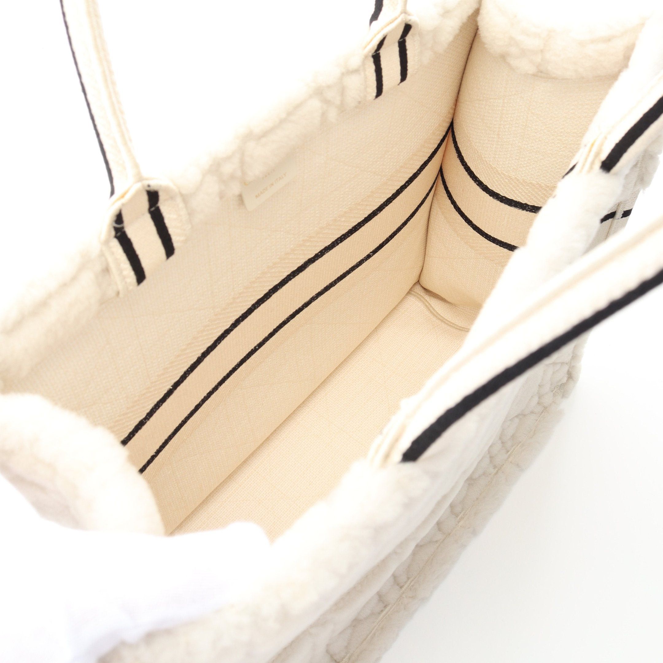 Dior Dior Book Tote Large Handbag Bag Shearling Canvas Off White Black Size ONE SIZE - 3 Thumbnail