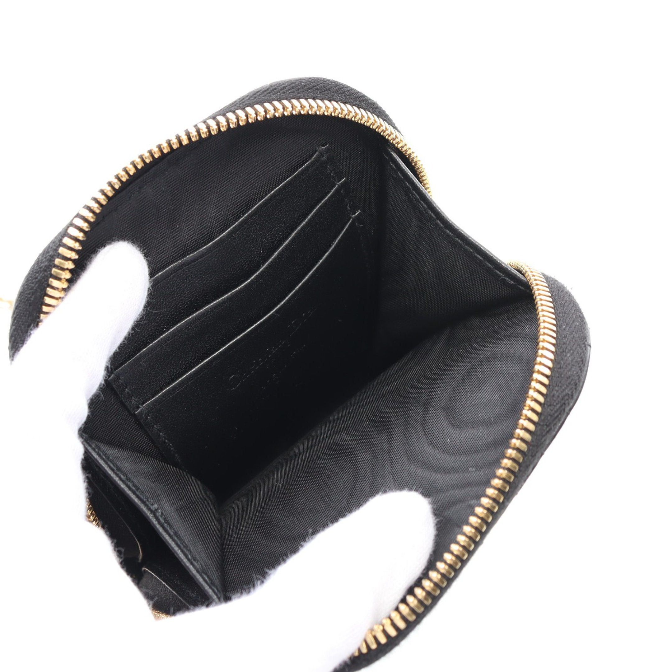 Dior Dior Lady Dior Phone Holder Canage Handbag Leather Black Size ONE SIZE - 3 Thumbnail