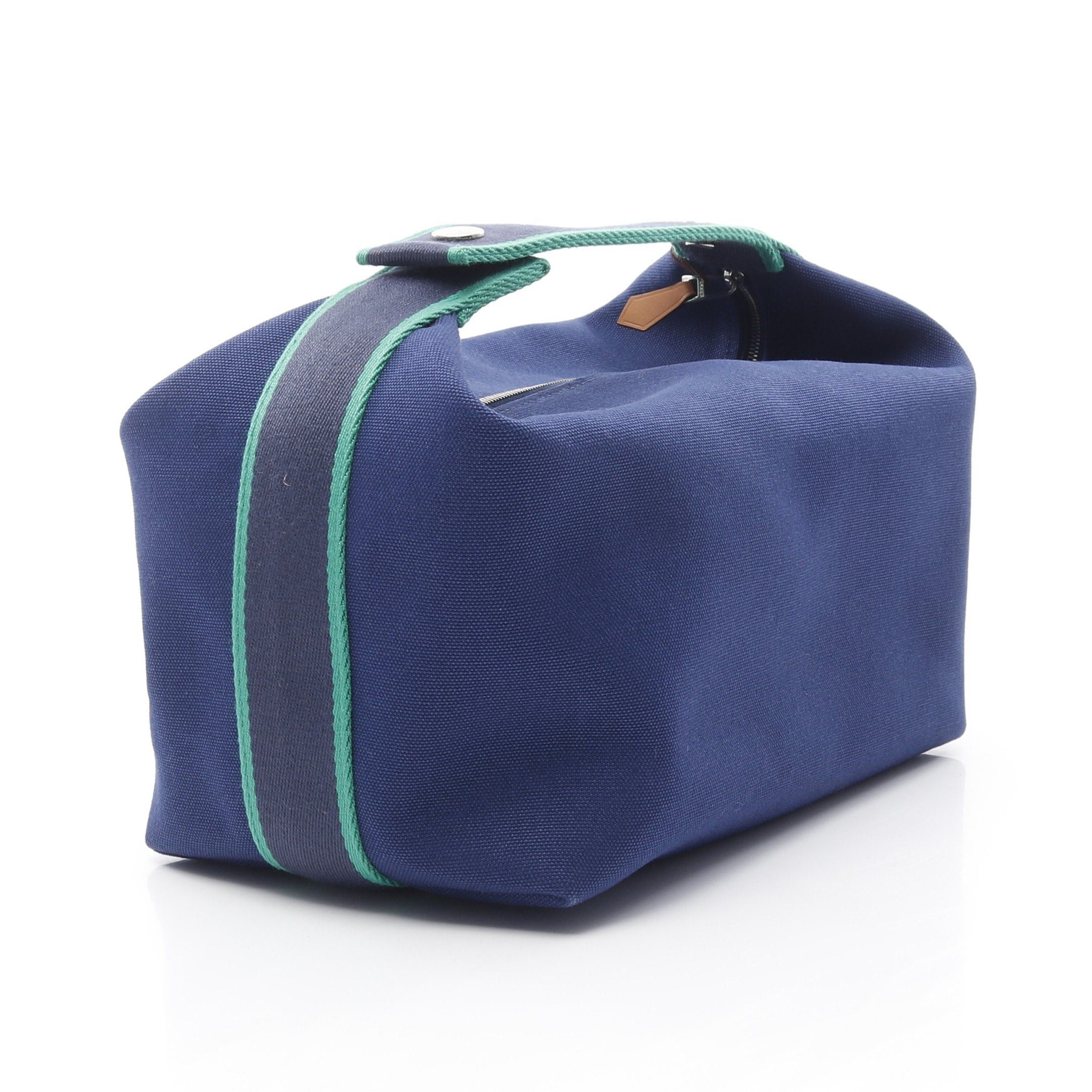 Hermes Hermes Bride A Brac Gm Blue Marine Handbag Canvas Navy Green Silver Hardware Size ONE SIZE - 2 Thumbnail