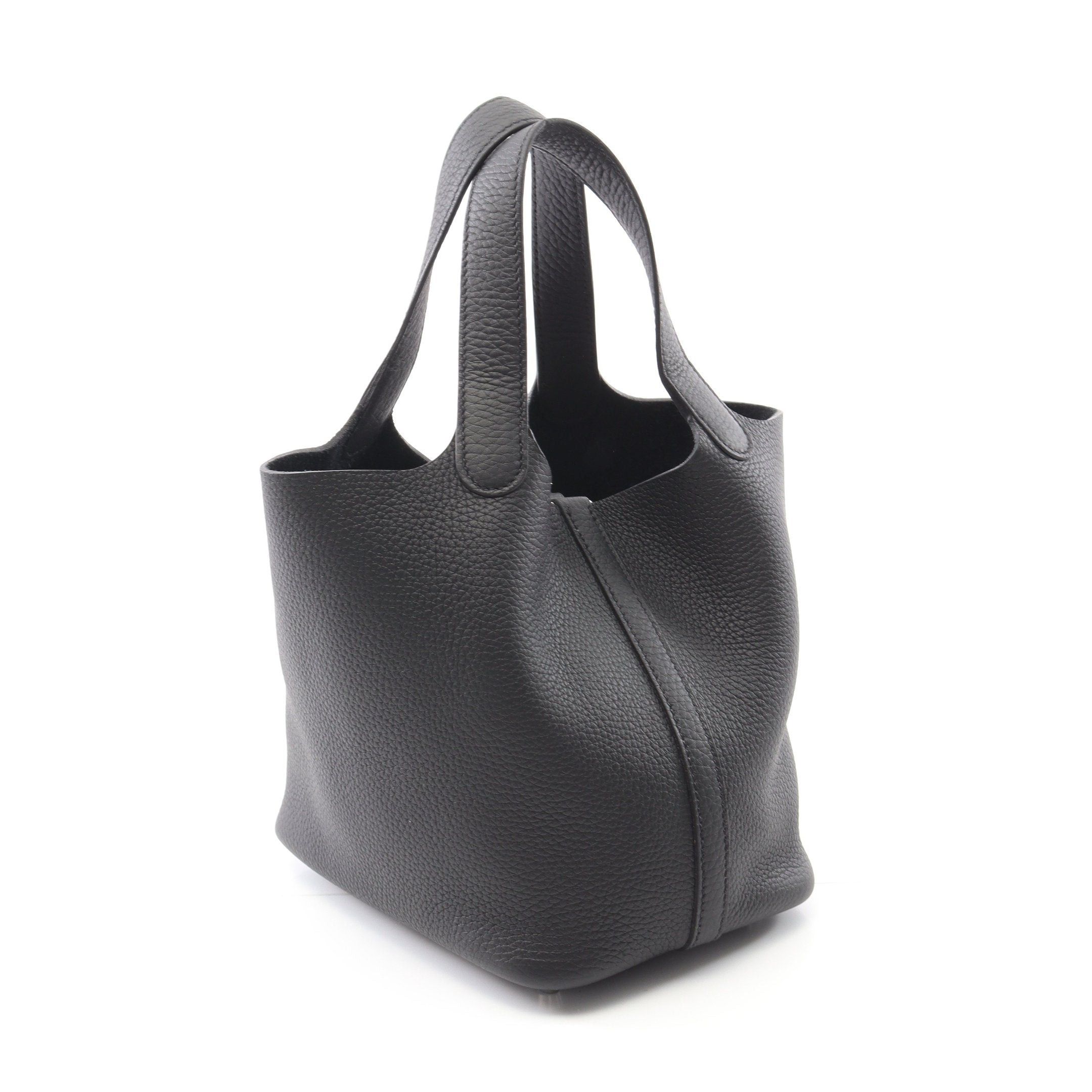Hermes Hermes Picotan Lock Pm Handbag Clemence Leather Black Silver Hardware K Stamp Size ONE SIZE - 2 Thumbnail
