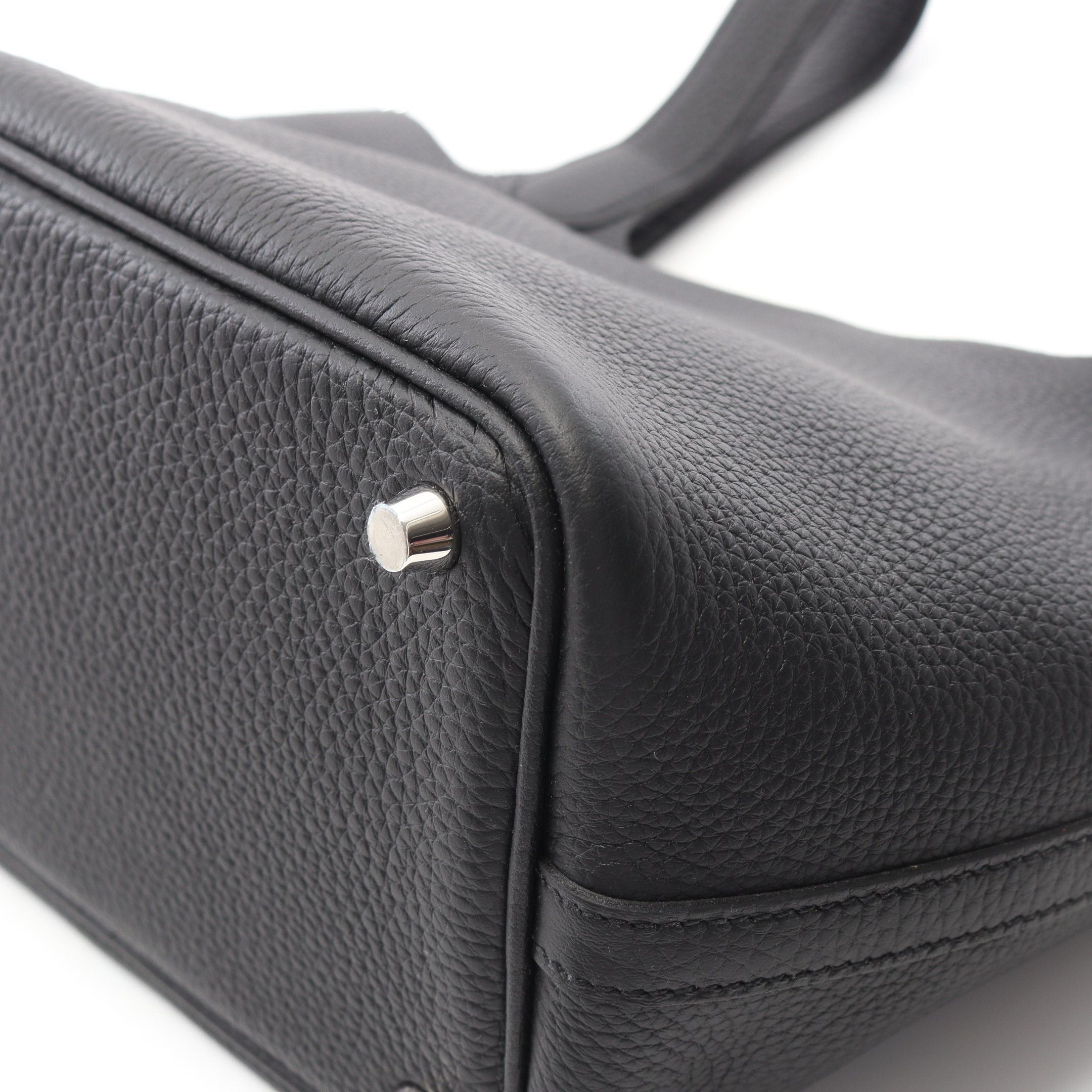 Hermes Hermes Picotan Lock Pm Handbag Clemence Leather Black Silver Hardware K Stamp Size ONE SIZE - 6 Thumbnail
