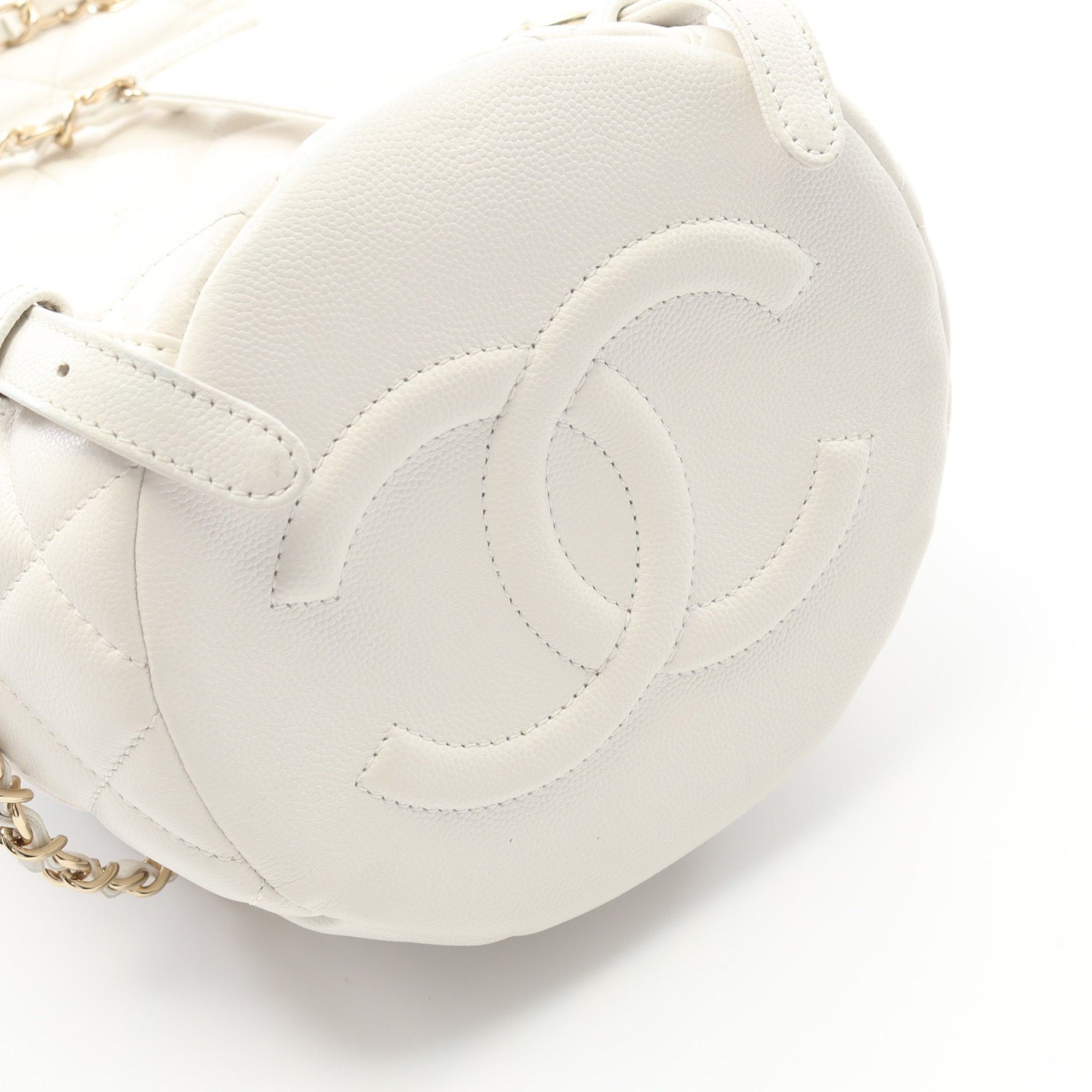 Chanel Chanel Matelasse Backpack Rucksack Caviar Skin White Gold Hardware Size ONE SIZE - 9 Thumbnail