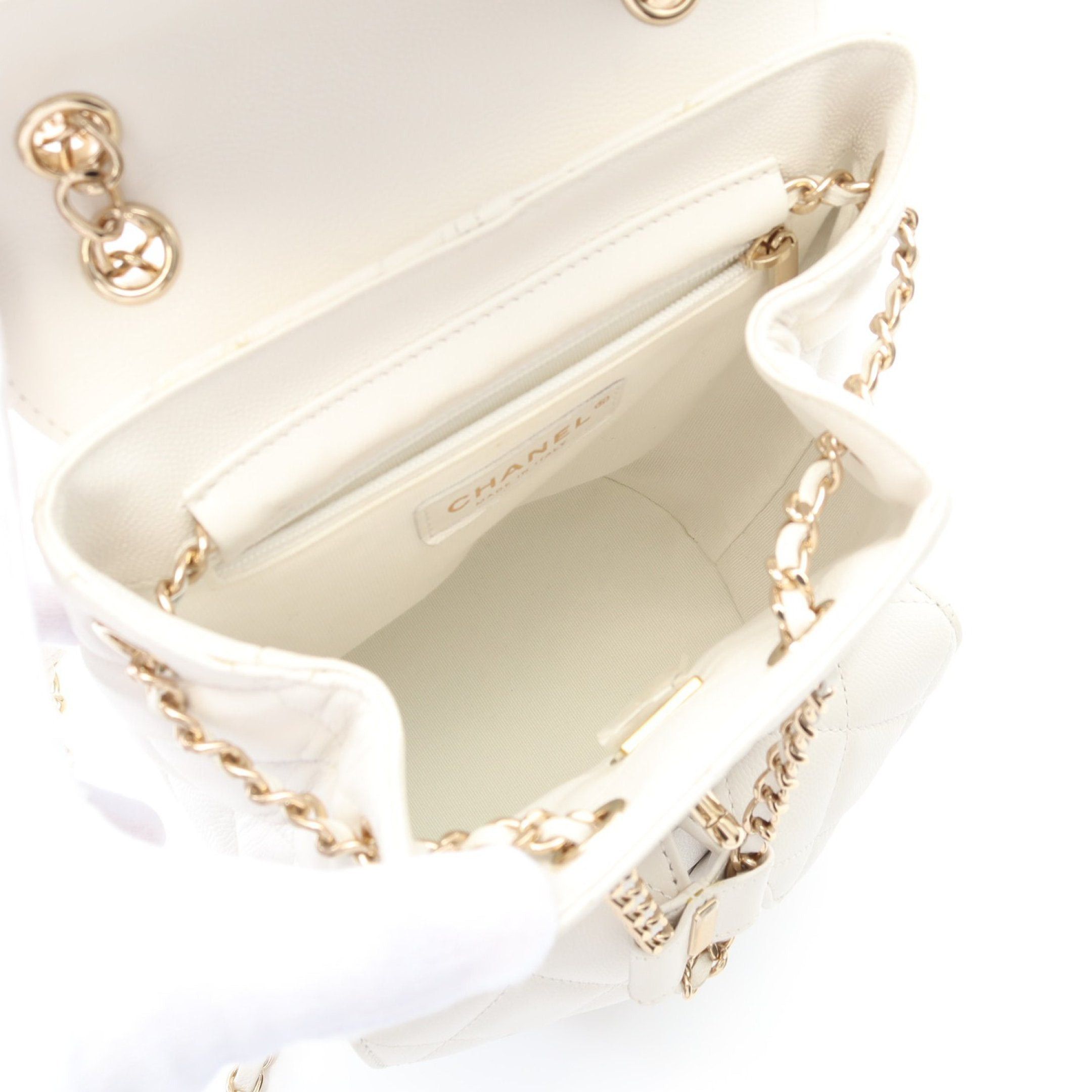 Chanel Chanel Matelasse Backpack Rucksack Caviar Skin White Gold Hardware Size ONE SIZE - 3 Thumbnail