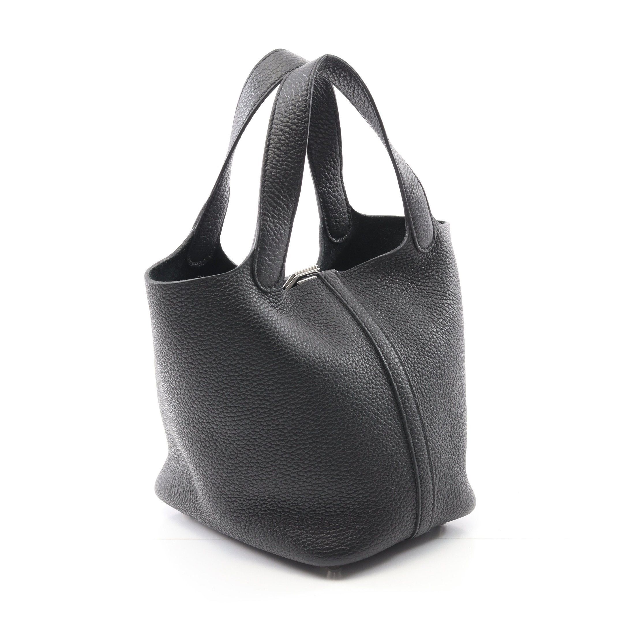 Hermes Hermes Picotan Lock Pm Handbag Clemence Leather Black Silver Hardware B Stamp Size ONE SIZE - 2 Thumbnail
