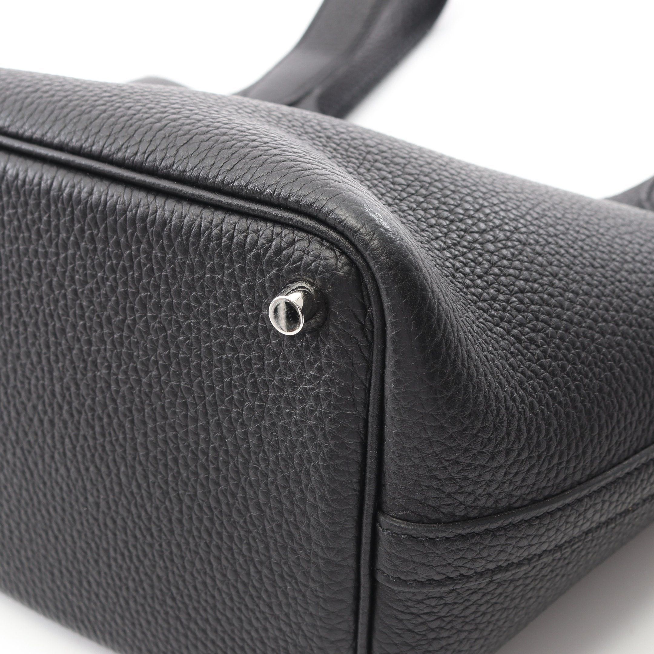 Hermes Hermes Picotan Lock Pm Handbag Clemence Leather Black Silver Hardware B Stamp Size ONE SIZE - 6 Thumbnail