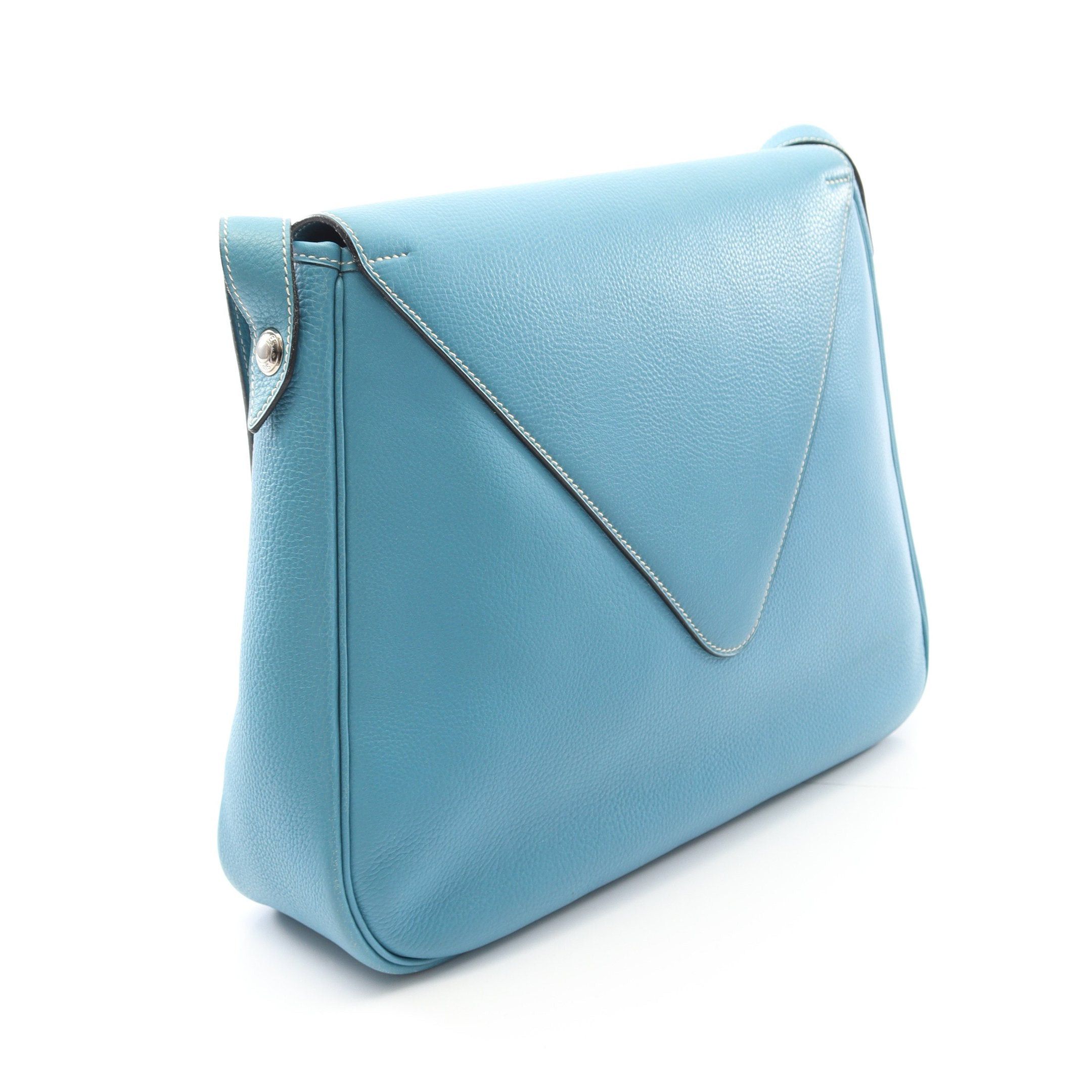 Hermes Hermes Christine Blue Jean Shoulder Bag Clemence Leather Silver Hardware □C Stamp Size ONE SIZE - 2 Thumbnail