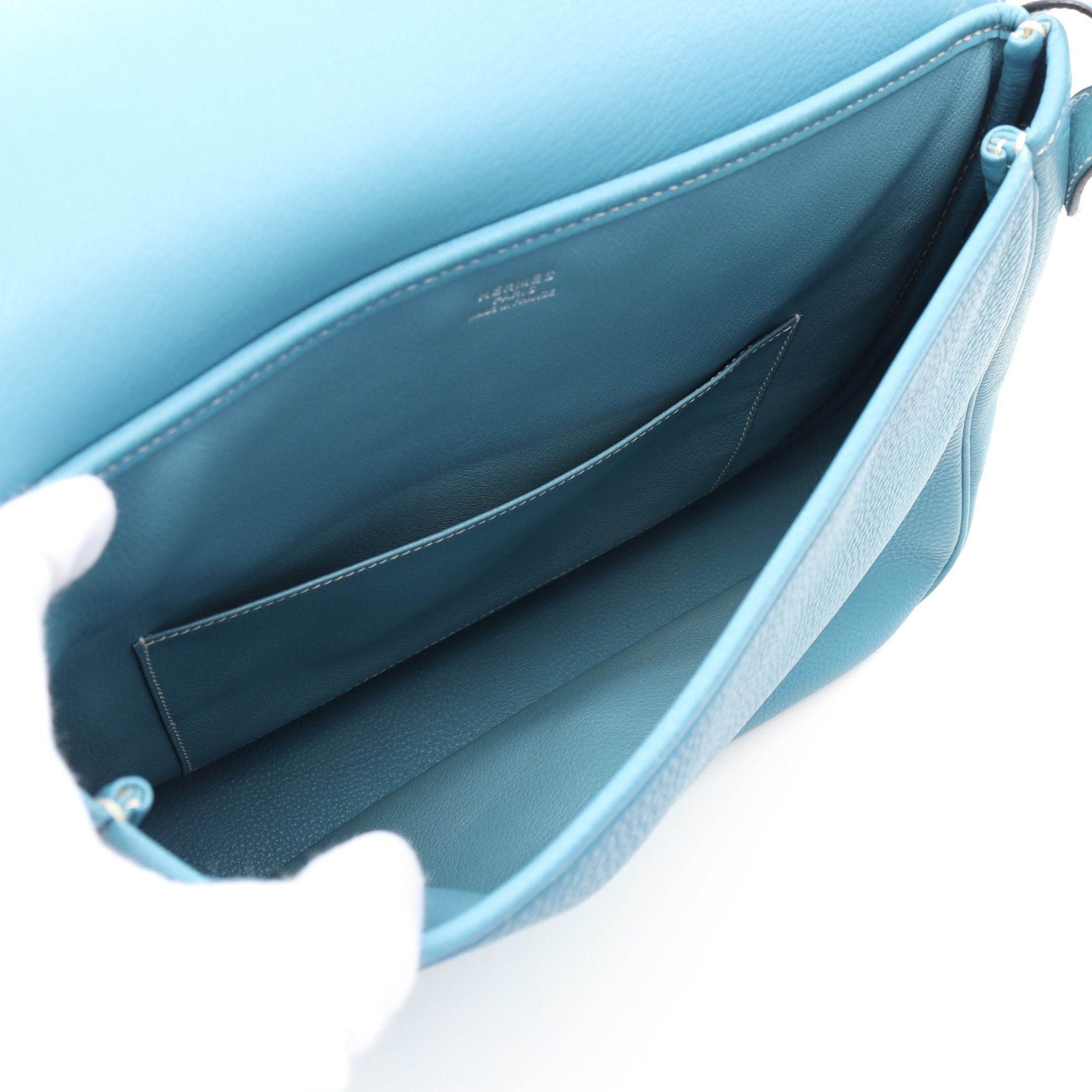 Hermes Hermes Christine Blue Jean Shoulder Bag Clemence Leather Silver Hardware □C Stamp Size ONE SIZE - 3 Thumbnail