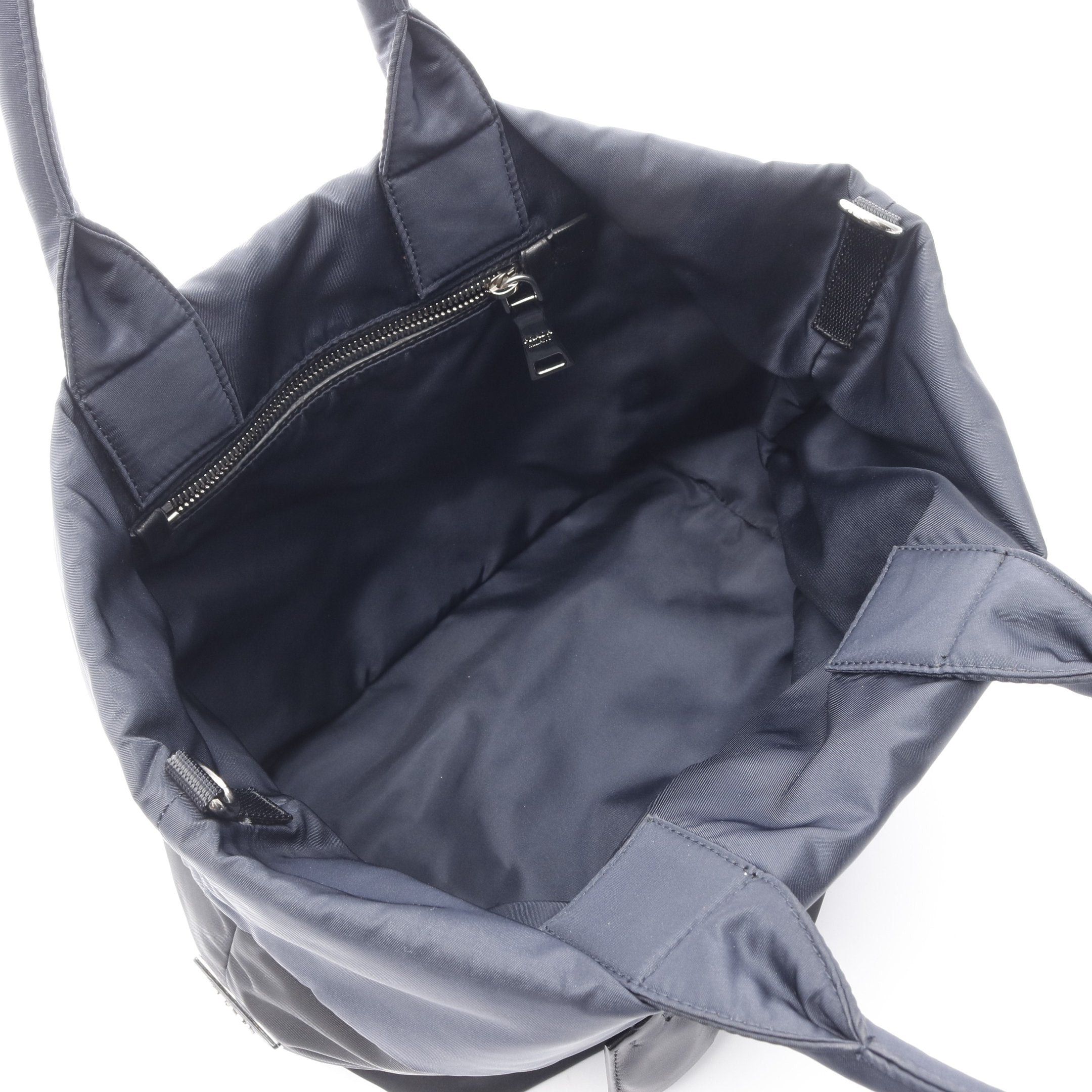 Prada Prada Tessuto Double Handbag Tote Bag Nylon Leather Black Navy Size ONE SIZE - 3 Thumbnail