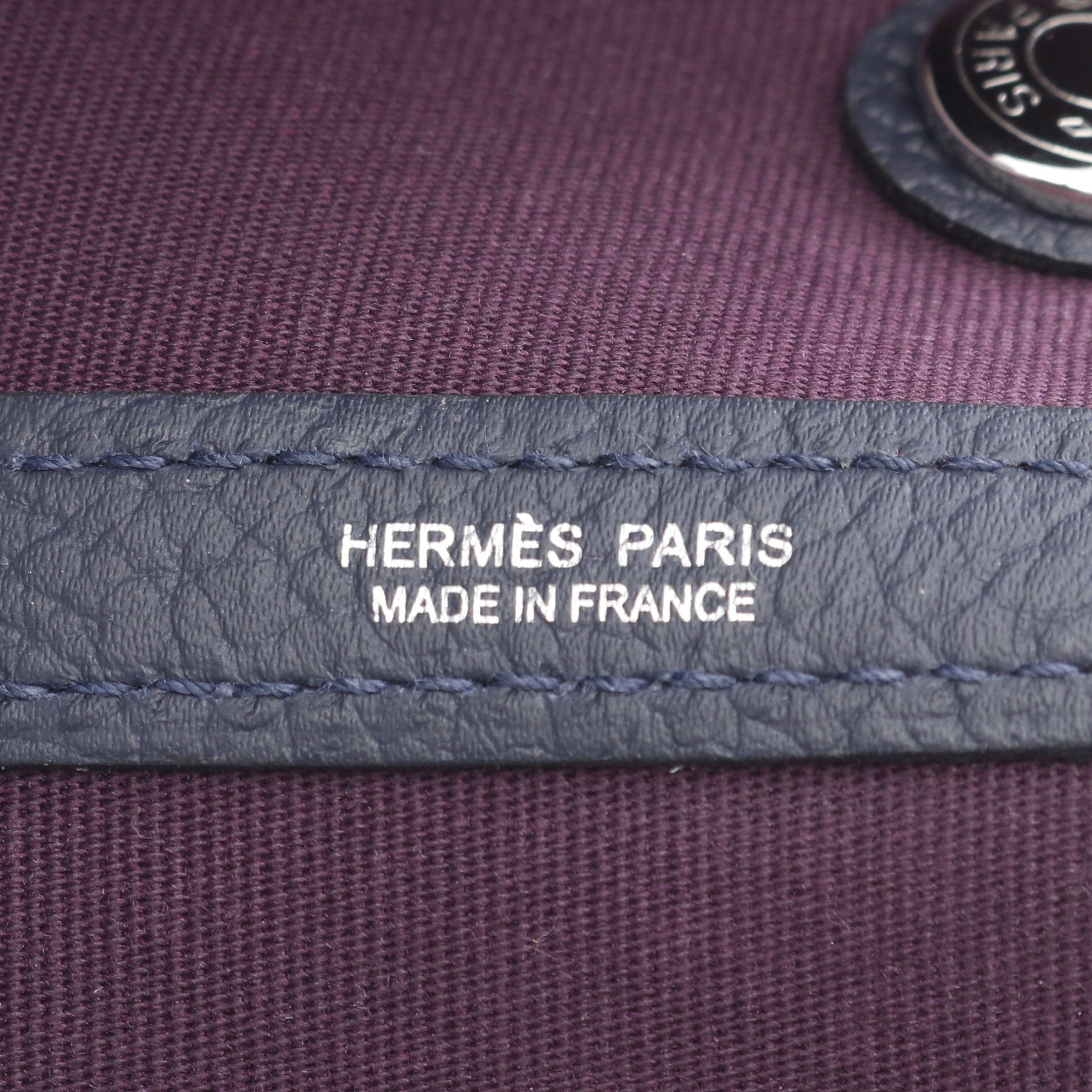 Hermes Hermes Garden Party Tpm Cassis Bleu Nui Handbag Tote Bag Negonda Leather Toile Officier Dark Purple Navy Silver Hardware Y Stamp Size ONE SIZE - 4 Thumbnail