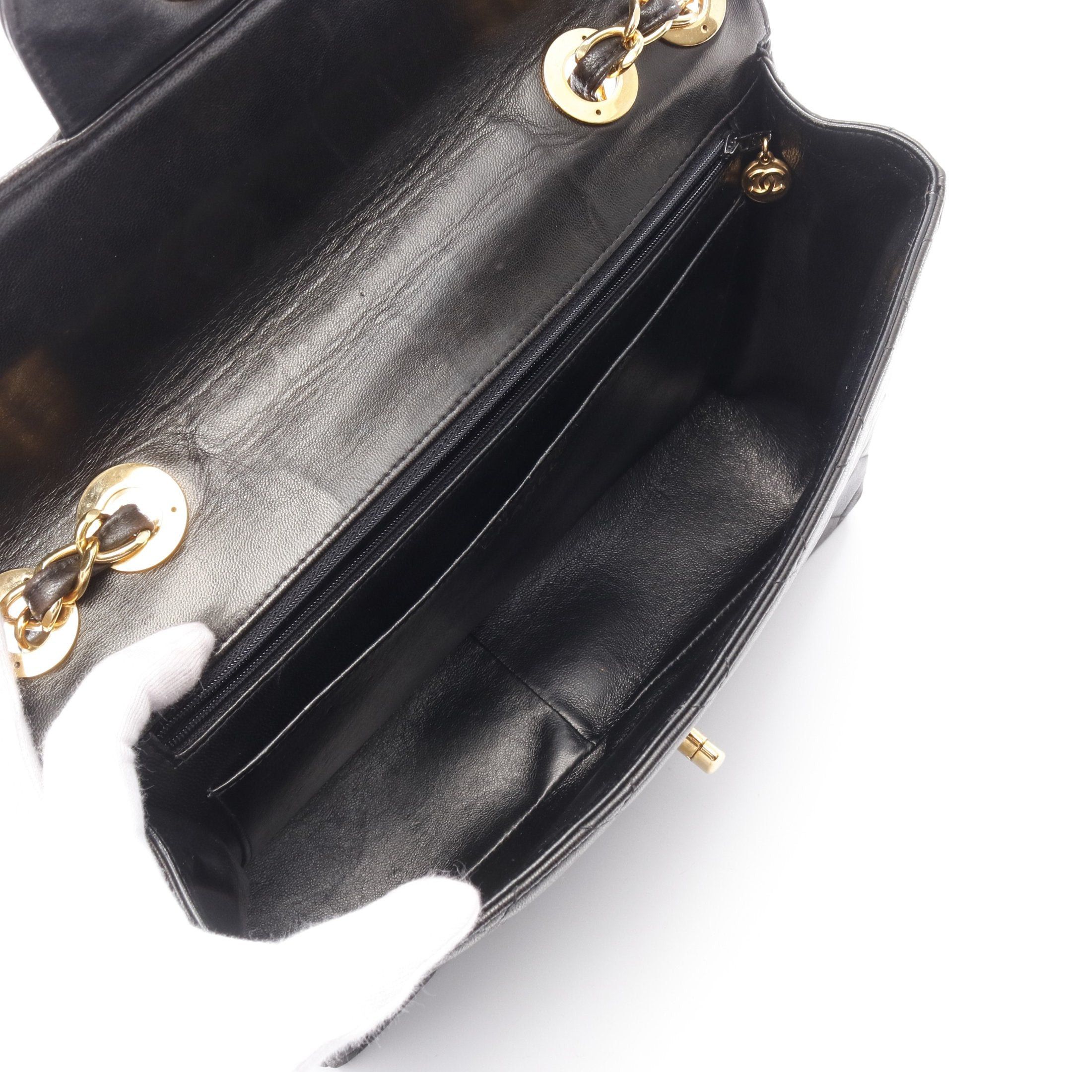 Chanel Chanel Decamatlassé 30 Single Flap Double Chain Shoulder Bag Lambskin Black Gold Hardware Size ONE SIZE - 3 Thumbnail