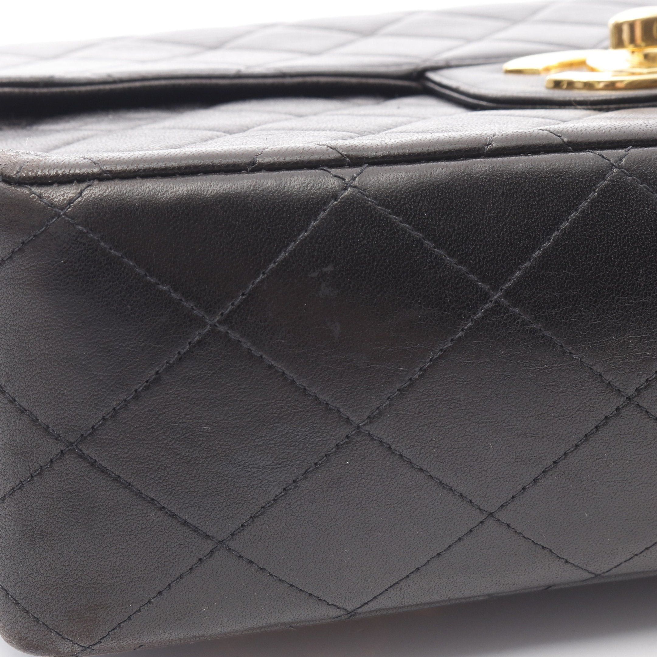 Chanel Chanel Decamatlassé 30 Single Flap Double Chain Shoulder Bag Lambskin Black Gold Hardware Size ONE SIZE - 10 Thumbnail